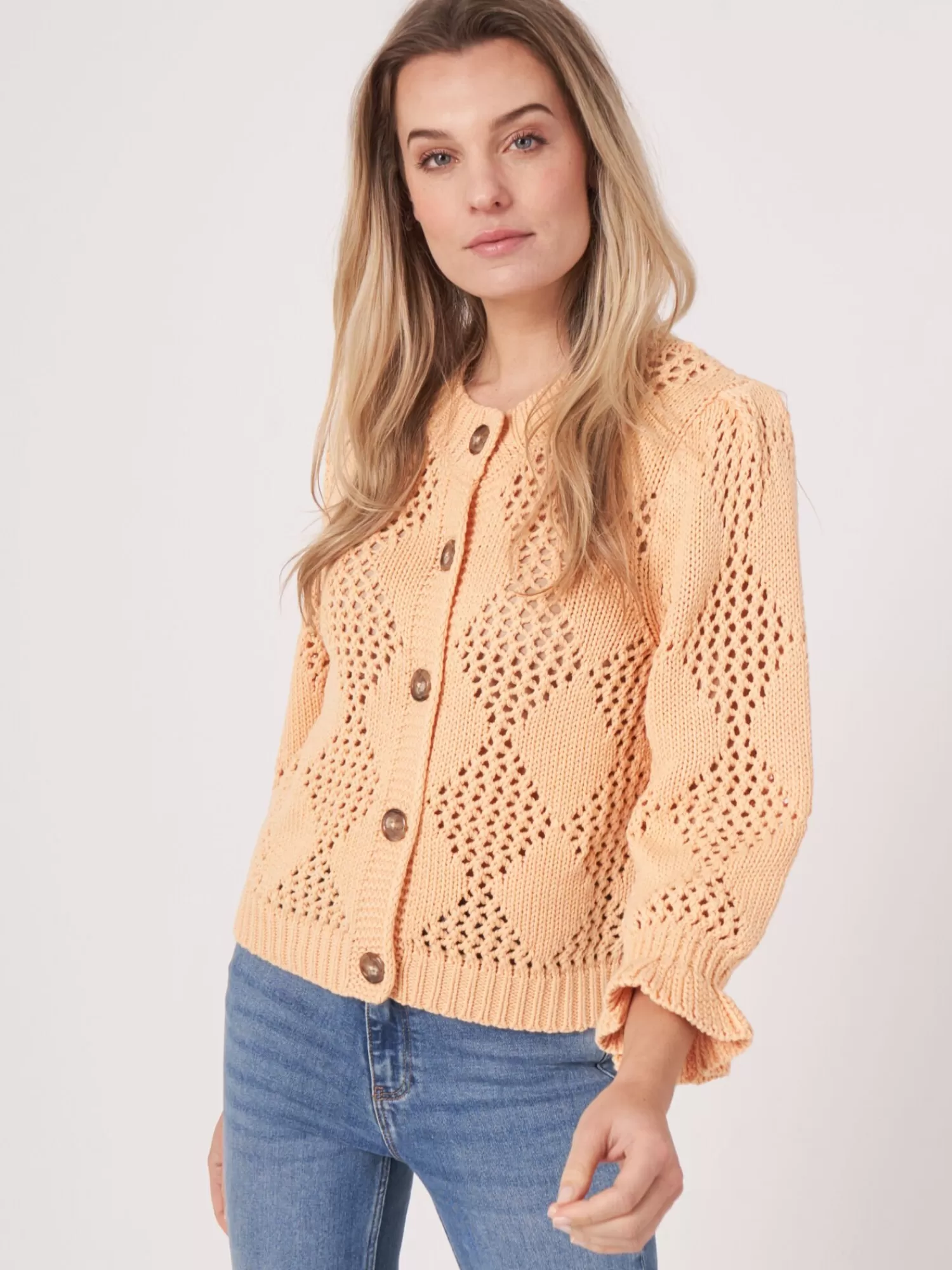 REPEAT cashmere Strickjacken>Ajour Strickjacke Mit Rautenmuster Glow