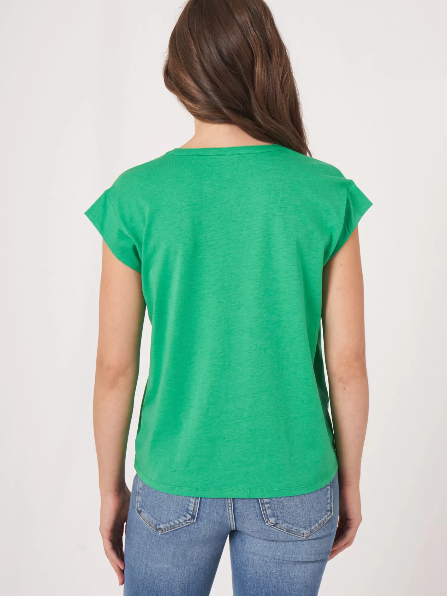 REPEAT cashmere Tops>Armelloses Top Mit Rundhalsausschnitt Und Schlitz Green