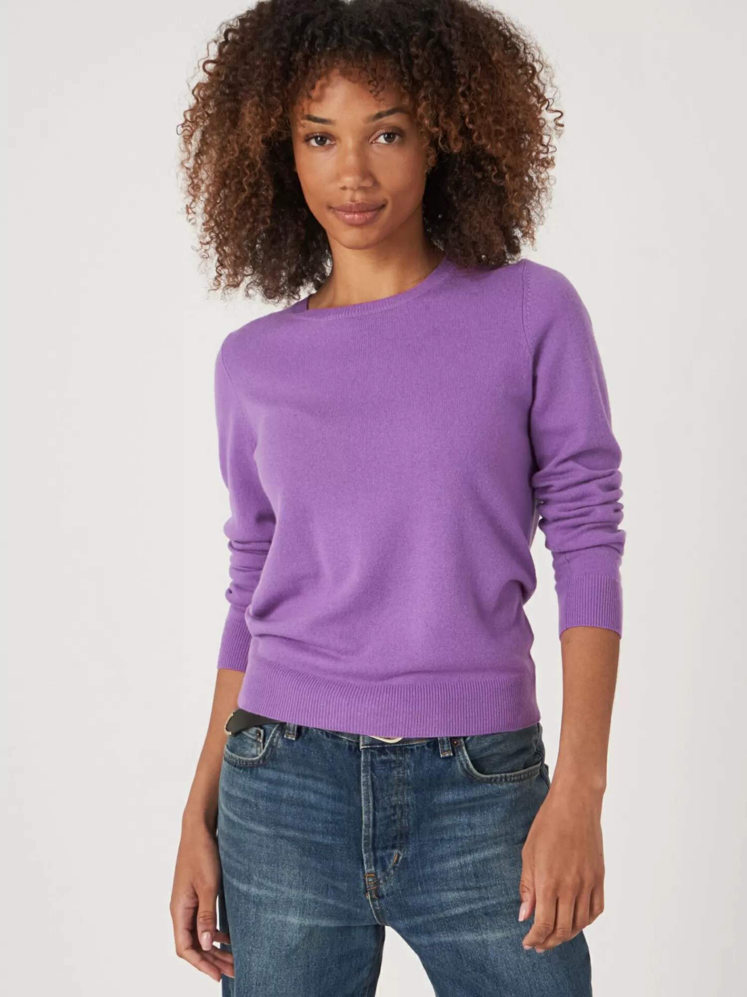 REPEAT cashmere Pullover>Basic Bio-Kaschmir-Pullover Mit Rundhalsausschnitt Lilac