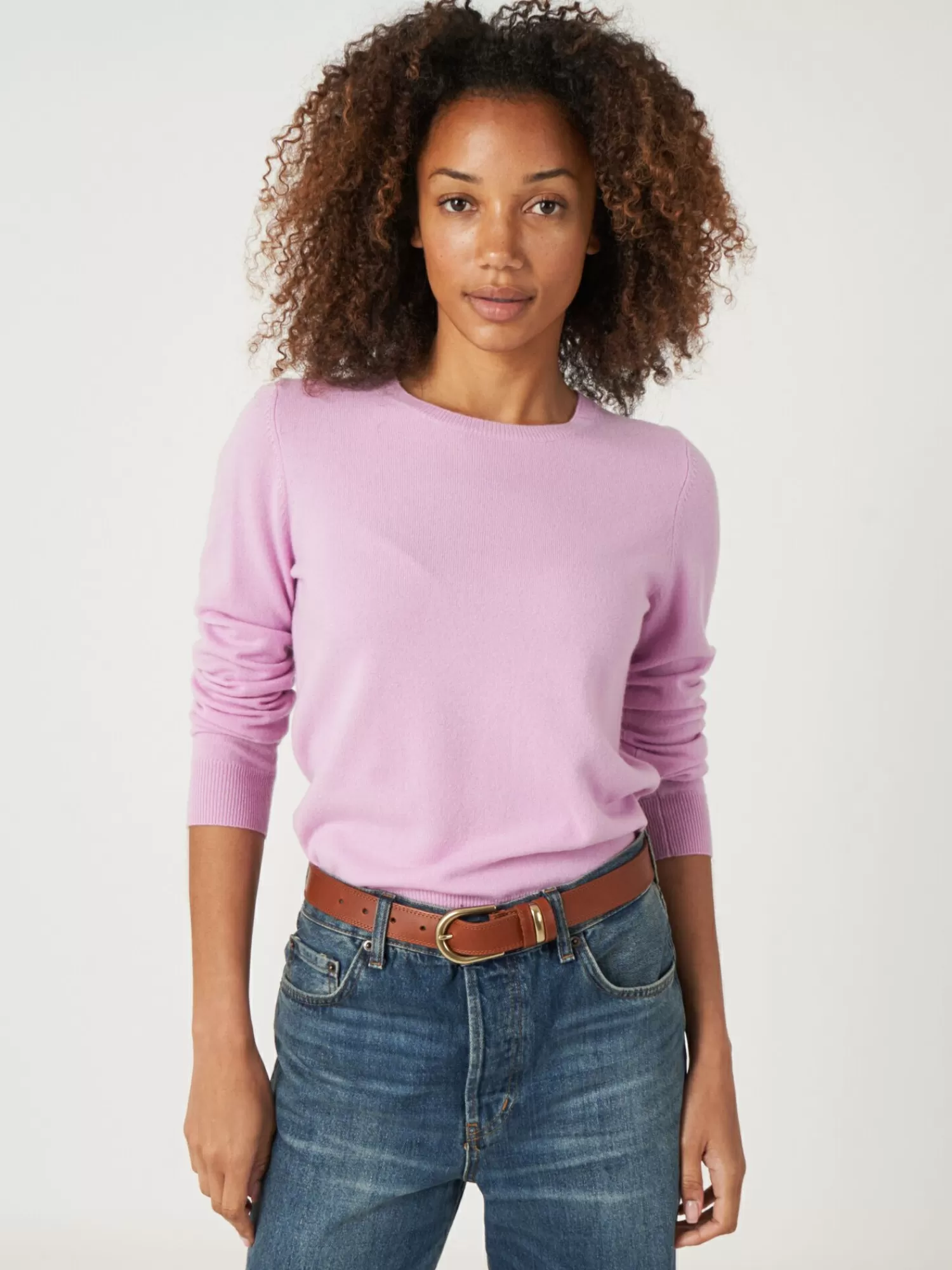 REPEAT cashmere Pullover>Basic Bio-Kaschmir-Pullover Mit Rundhalsausschnitt Candy