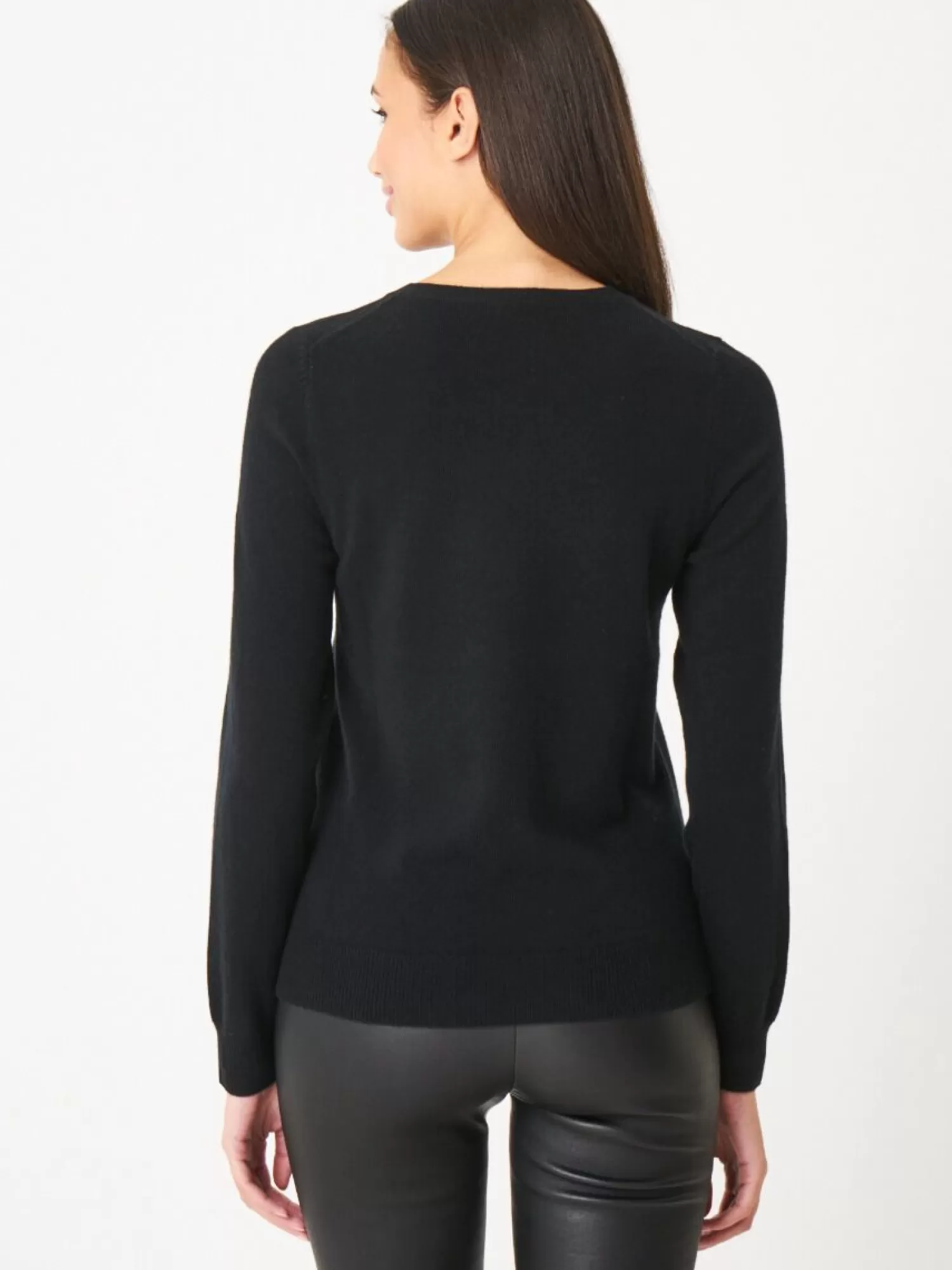 REPEAT cashmere Organisches Kaschmir>Basic Bio-Kaschmir-Pullover Mit Rundhalsausschnitt Black