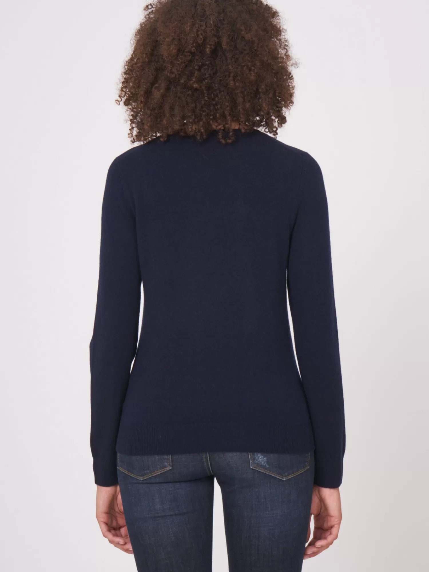 REPEAT cashmere Organisches Kaschmir>Basic Bio-Kaschmir-Pullover Mit Rundhalsausschnitt Navy