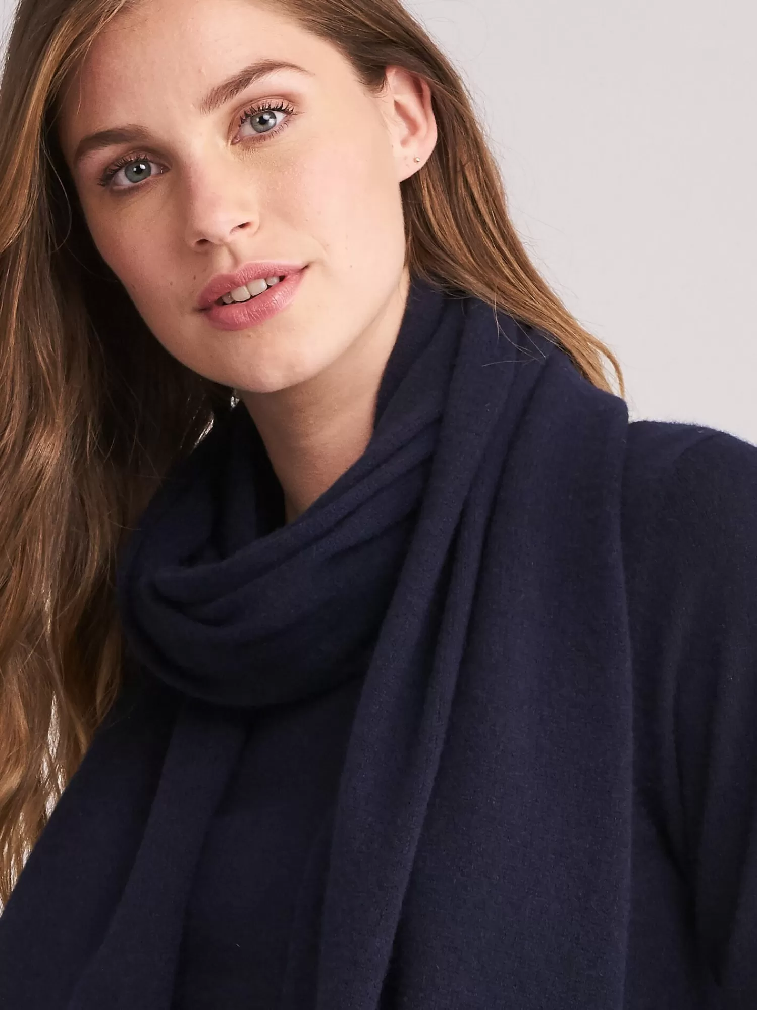 REPEAT cashmere Organisches Kaschmir>Basic Feinstrick-Schal Aus Bio-Kaschmir Navy