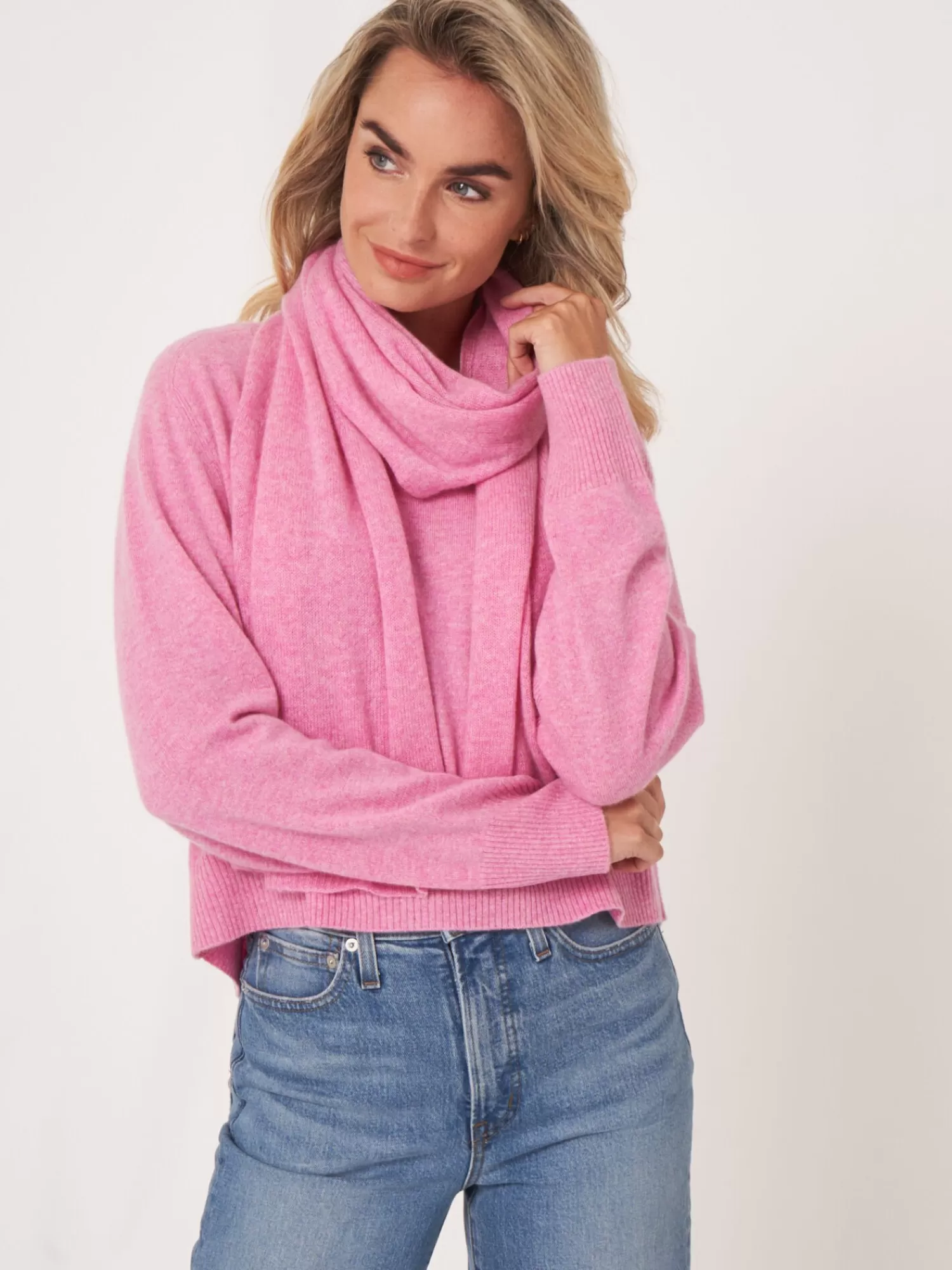 REPEAT cashmere Organisches Kaschmir>Basic Feinstrick-Schal Aus Bio-Kaschmir Blossom