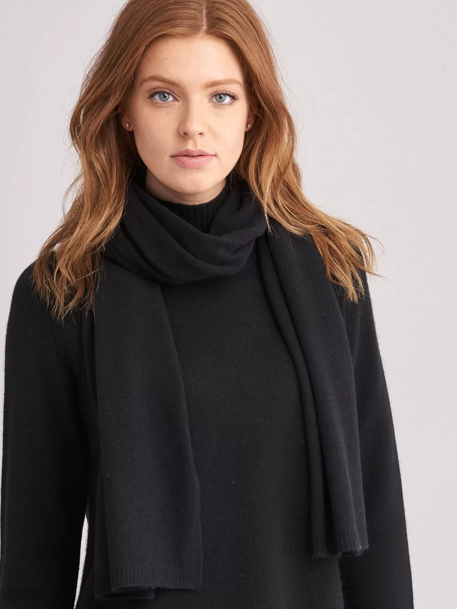 REPEAT cashmere Organisches Kaschmir>Basic Feinstrick-Schal Aus Bio-Kaschmir Black