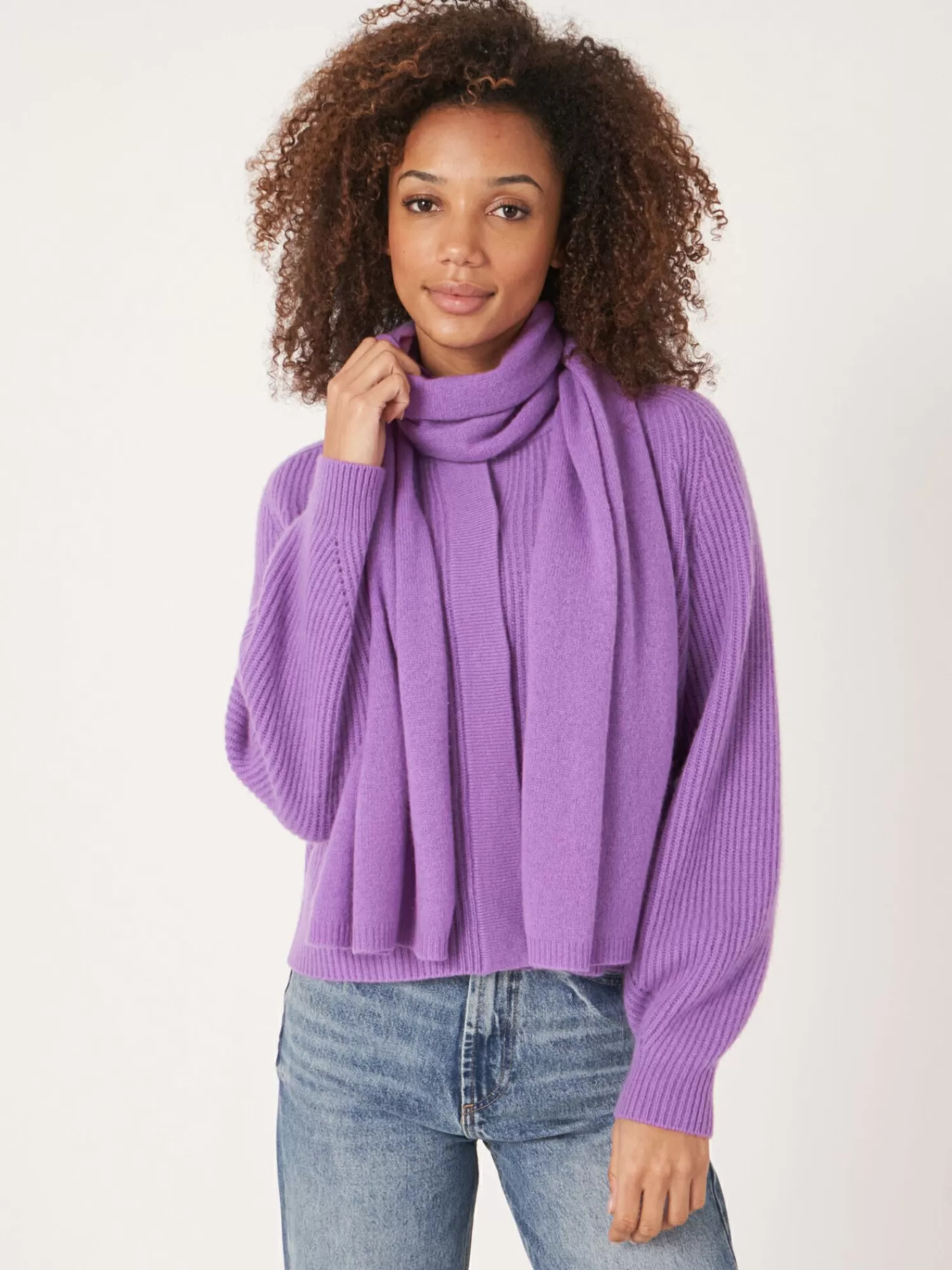 REPEAT cashmere Schals>Basic Feinstrick-Schal Aus Bio-Kaschmir Lilac