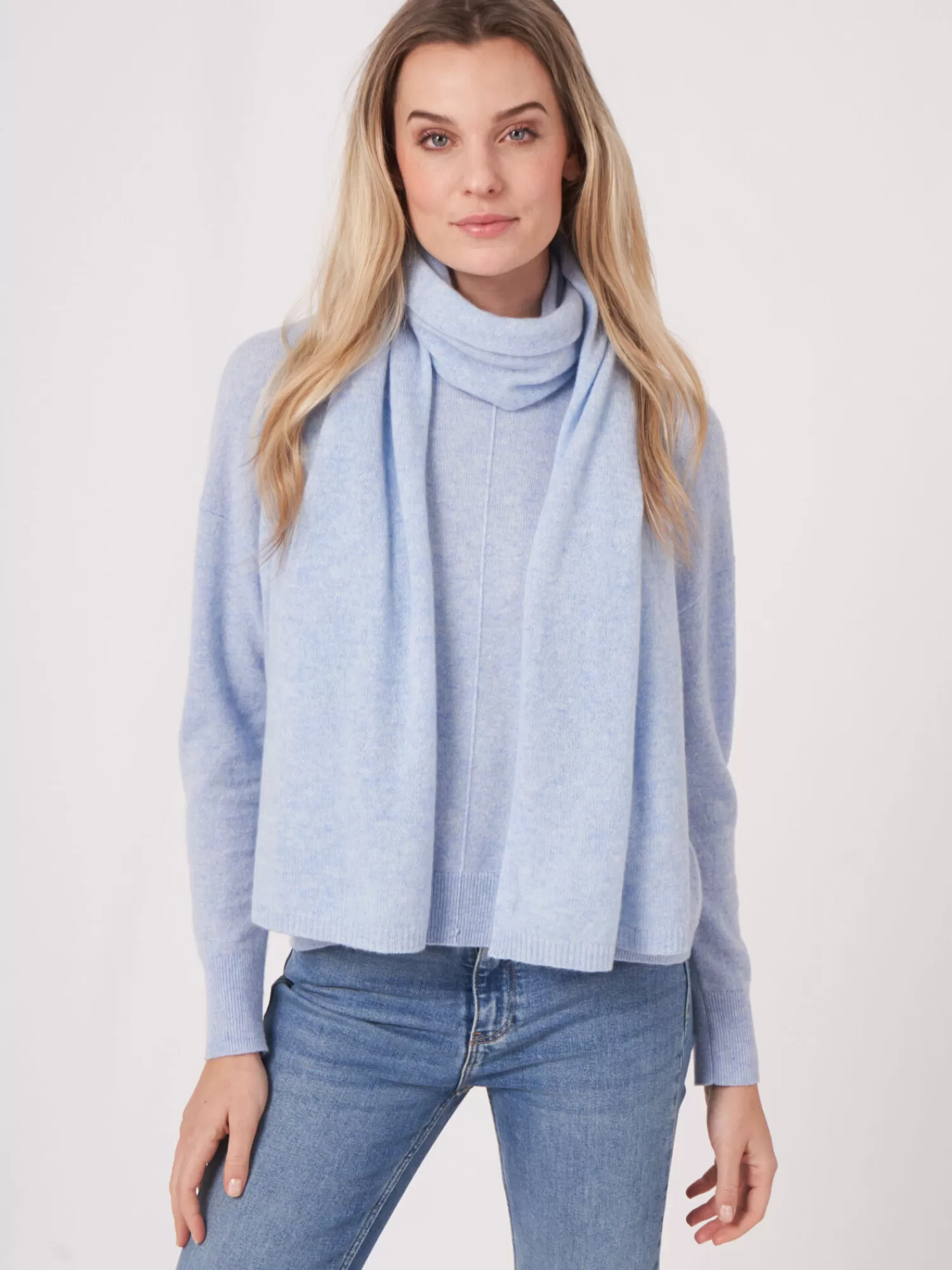 REPEAT cashmere Organisches Kaschmir>Basic Feinstrick-Schal Aus Bio-Kaschmir Sky