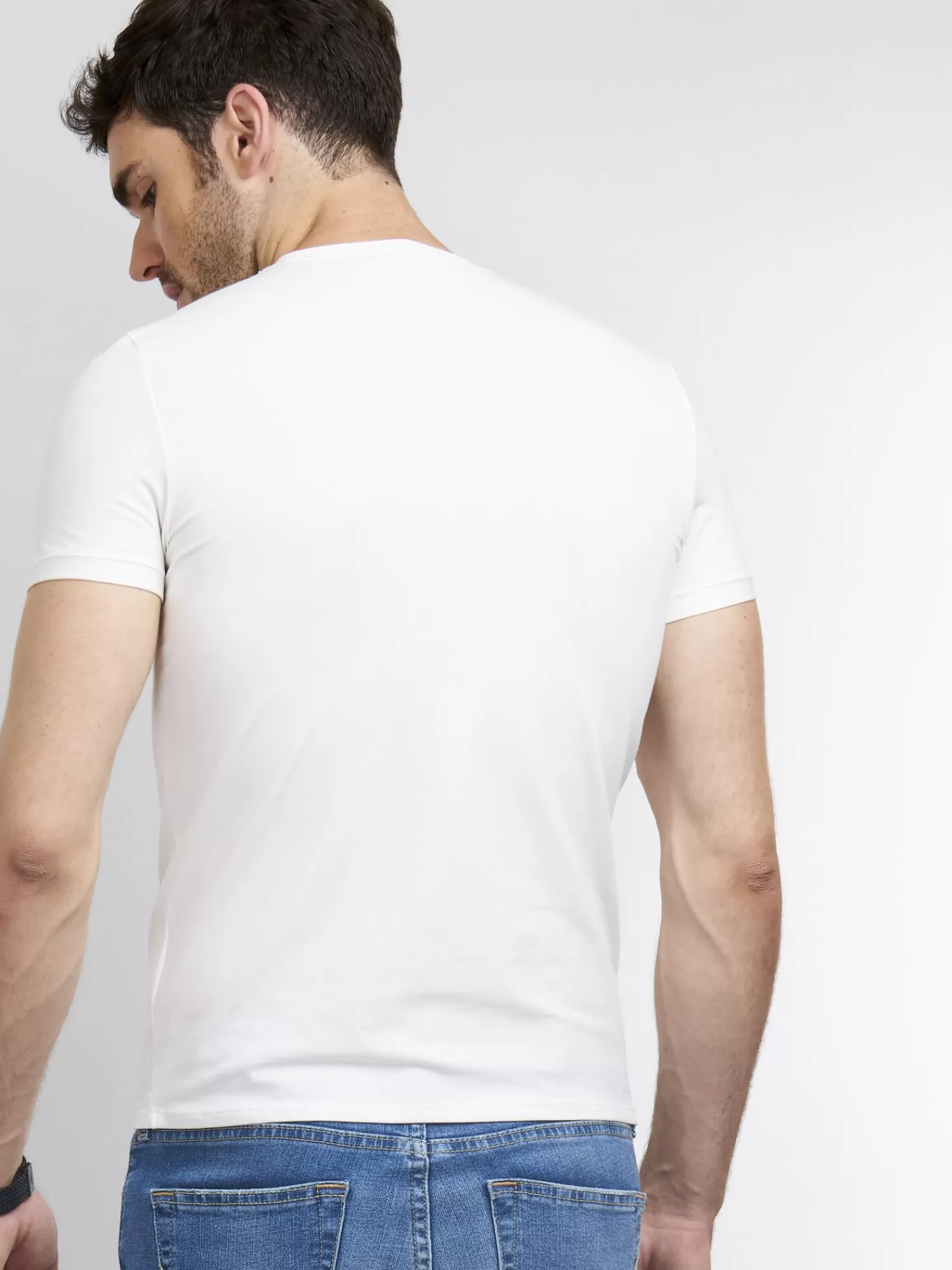 REPEAT cashmere T-Shirts>Basic Herren T-Shirt Cream