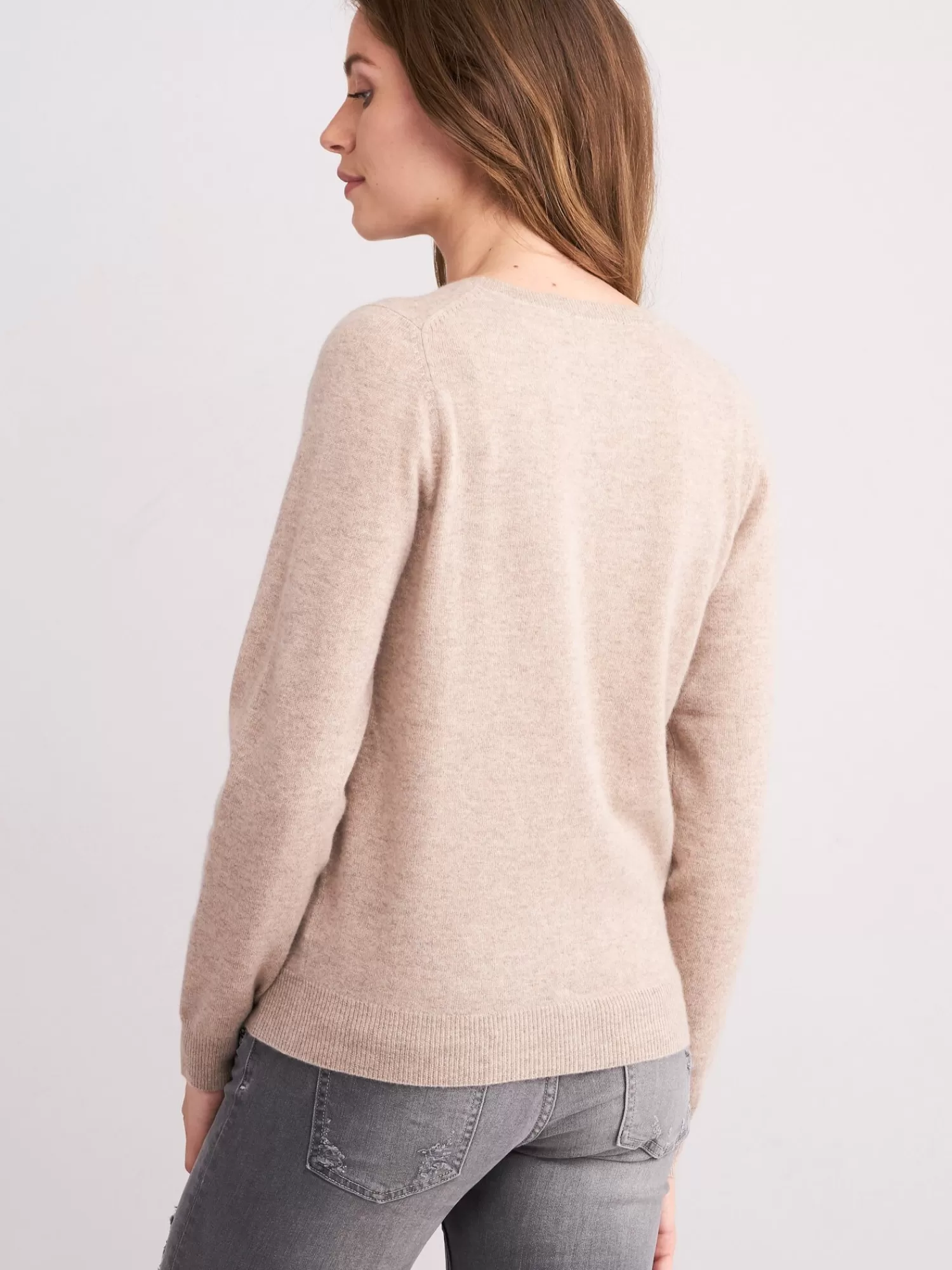 REPEAT cashmere Strickjacken>Basic Kaschmir-Cardigan Mit V-Ausschnitt Sand