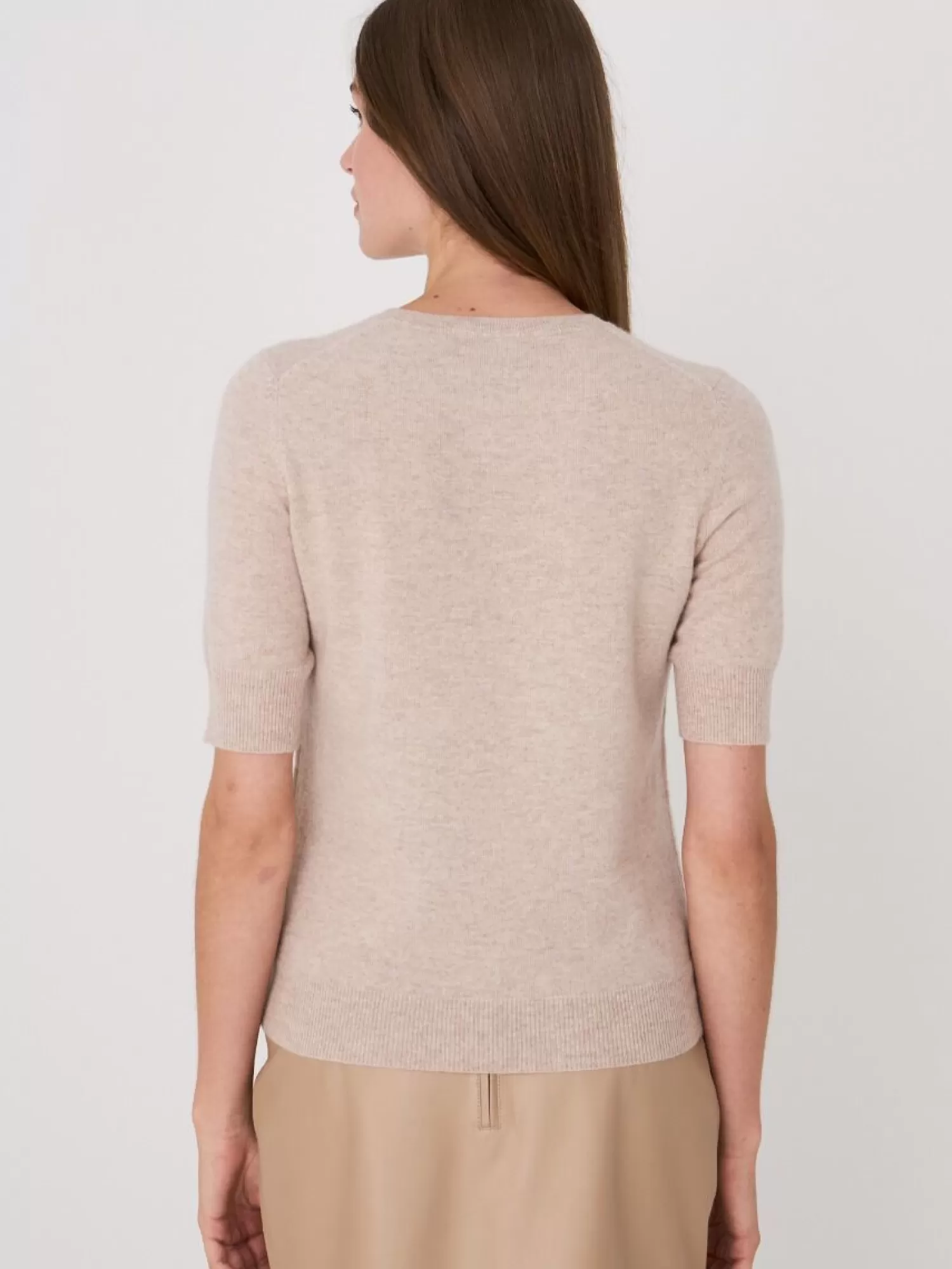 REPEAT cashmere Organisches Kaschmir>Basic Kurzarm-Pullover Aus Bio-Kaschmir Beige