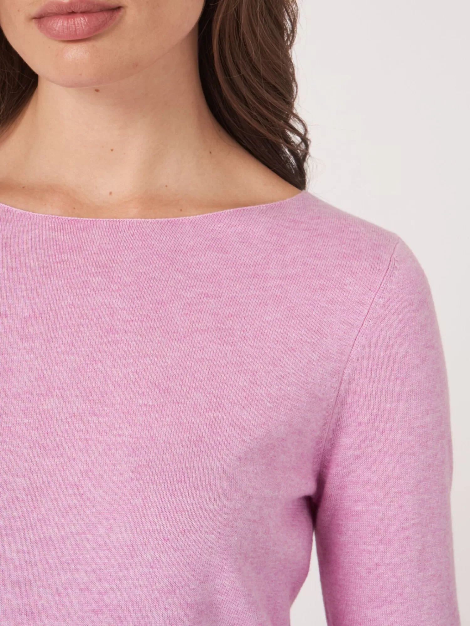 REPEAT cashmere Pullover>Basic Langarm-Pullover Aus Bio-Baumwollmischung Orchid