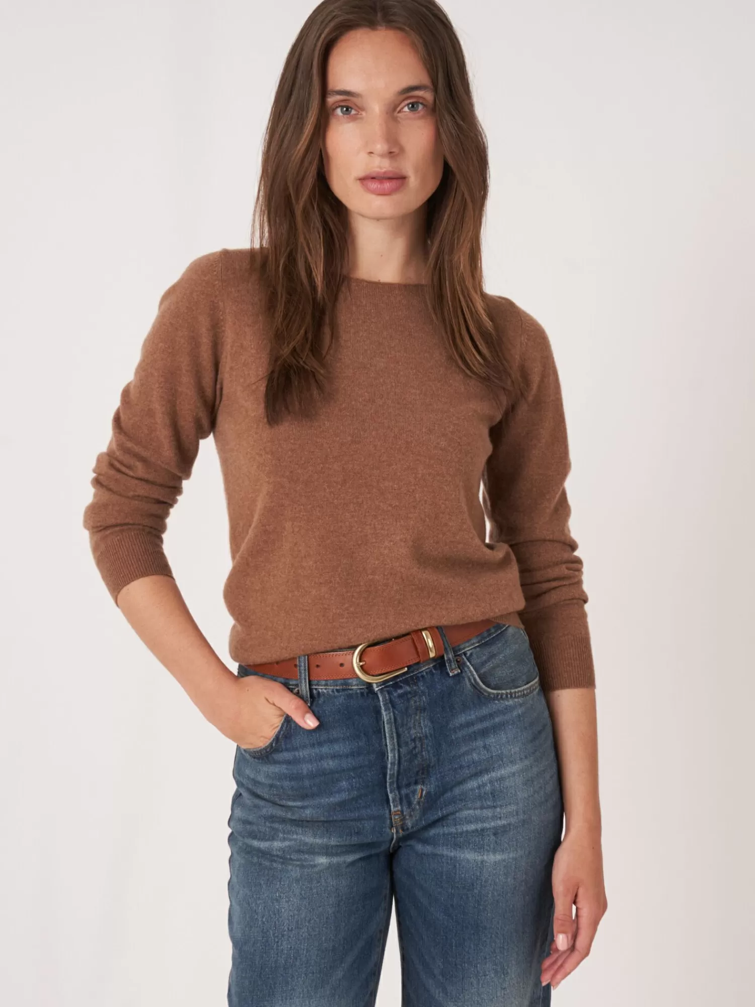 REPEAT cashmere Pullover>Basic Pullover Mit U-Boot-Ausschnitt Aus Bio-Kaschmir Hazel