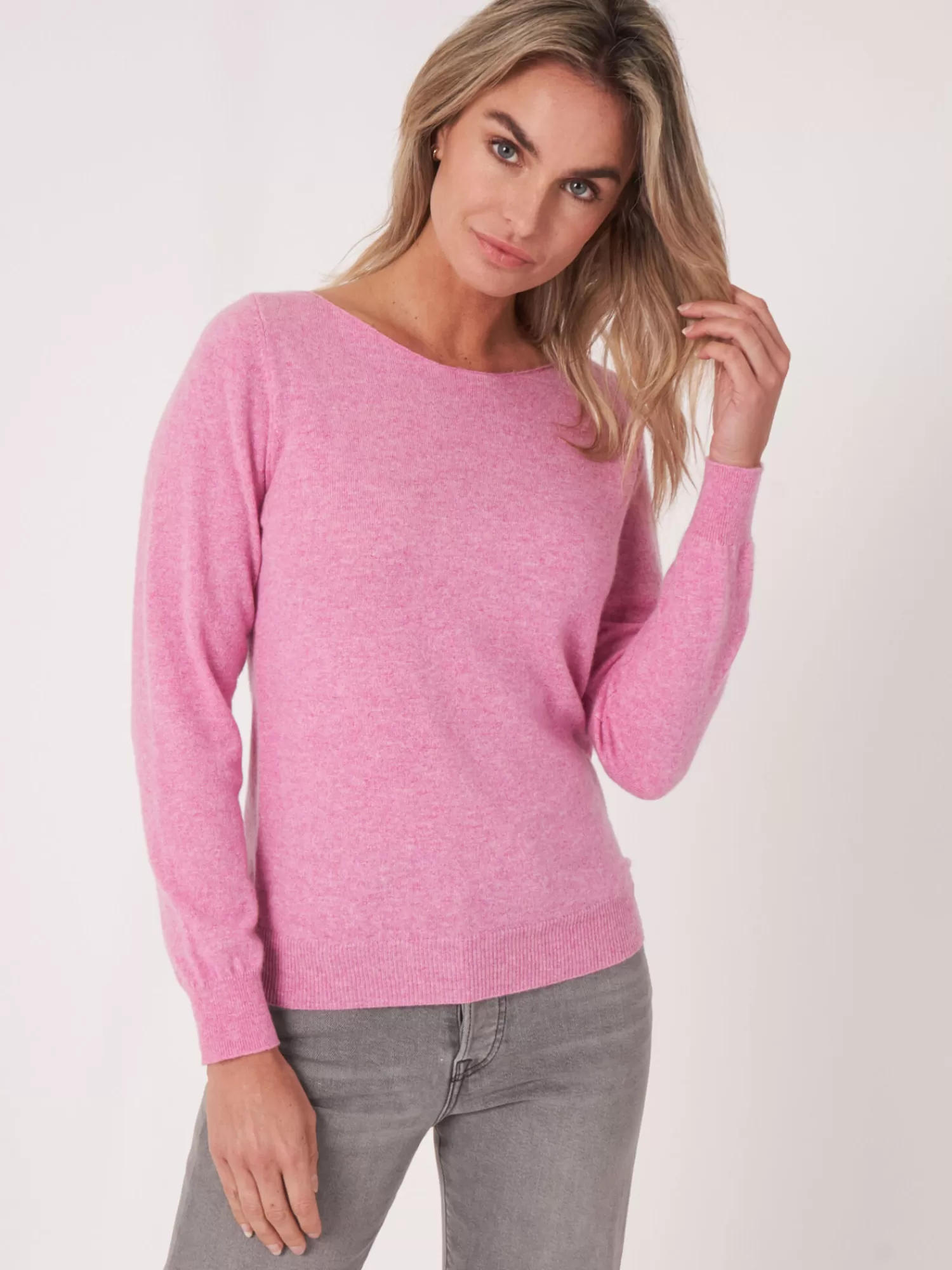 REPEAT cashmere Organisches Kaschmir>Basic Pullover Mit U-Boot-Ausschnitt Aus Bio-Kaschmir Blossom