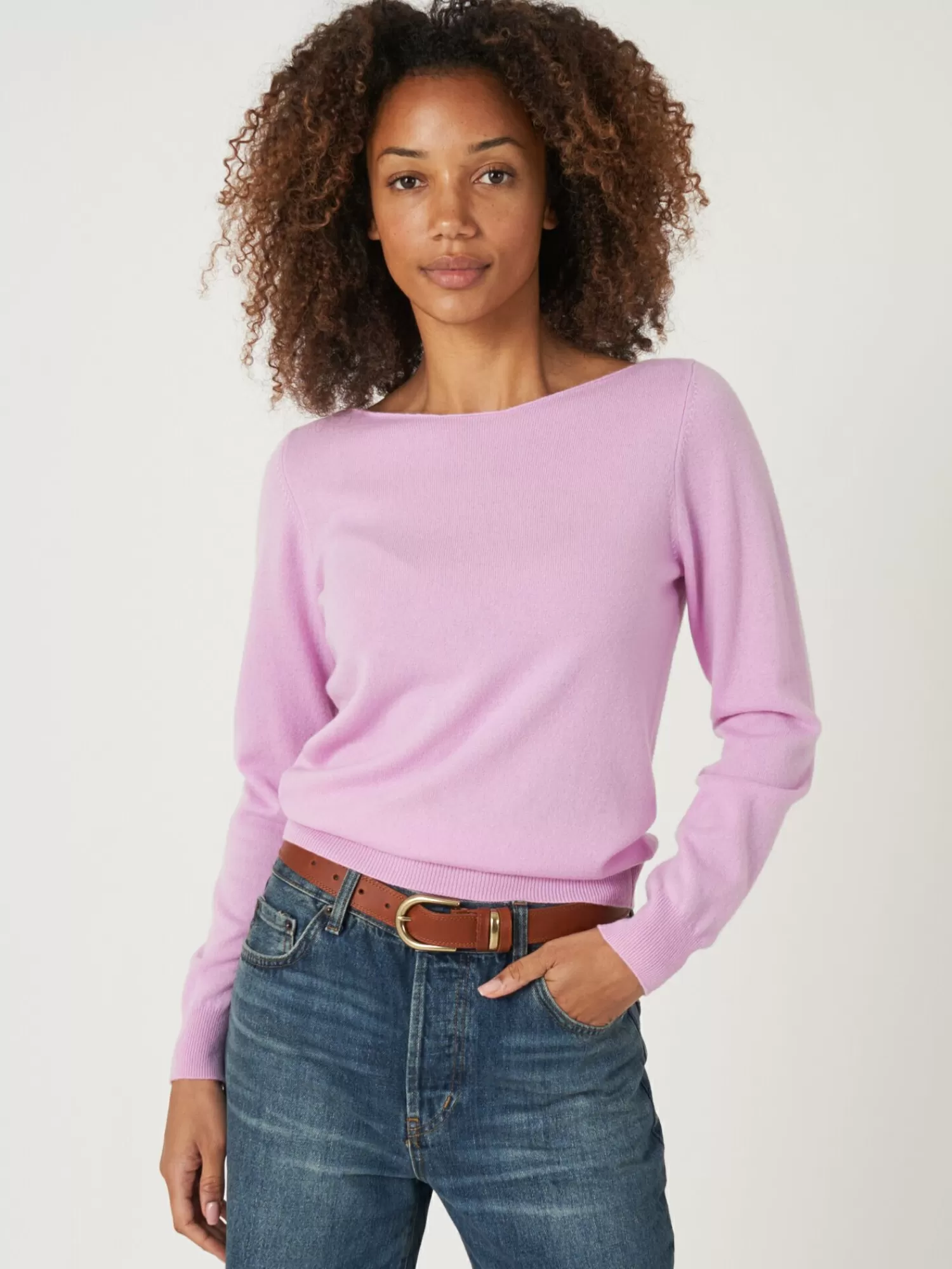 REPEAT cashmere Pullover>Basic Pullover Mit U-Boot-Ausschnitt Aus Bio-Kaschmir Candy