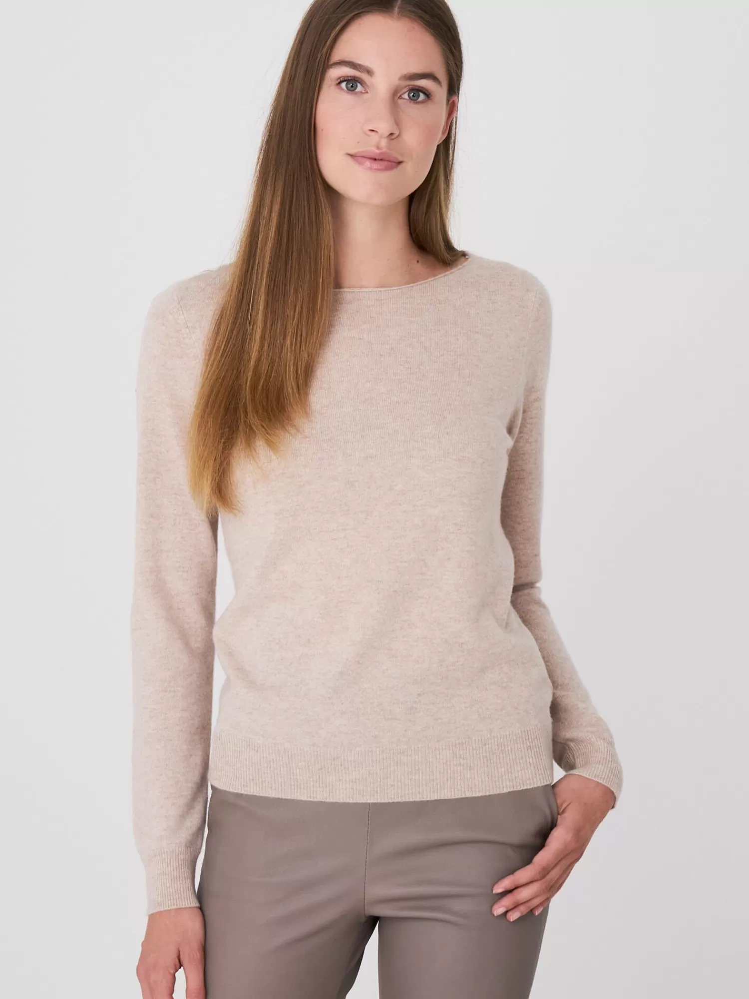 REPEAT cashmere Pullover>Basic Pullover Mit U-Boot-Ausschnitt Aus Bio-Kaschmir Beige