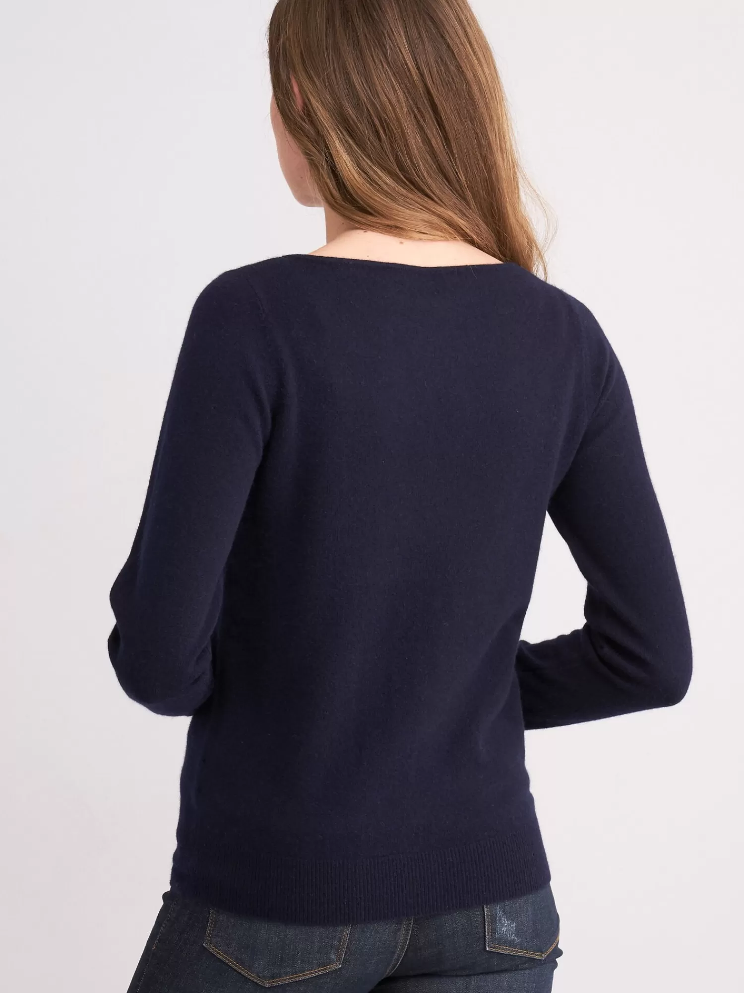 REPEAT cashmere Organisches Kaschmir>Basic Pullover Mit U-Boot-Ausschnitt Aus Bio-Kaschmir Navy