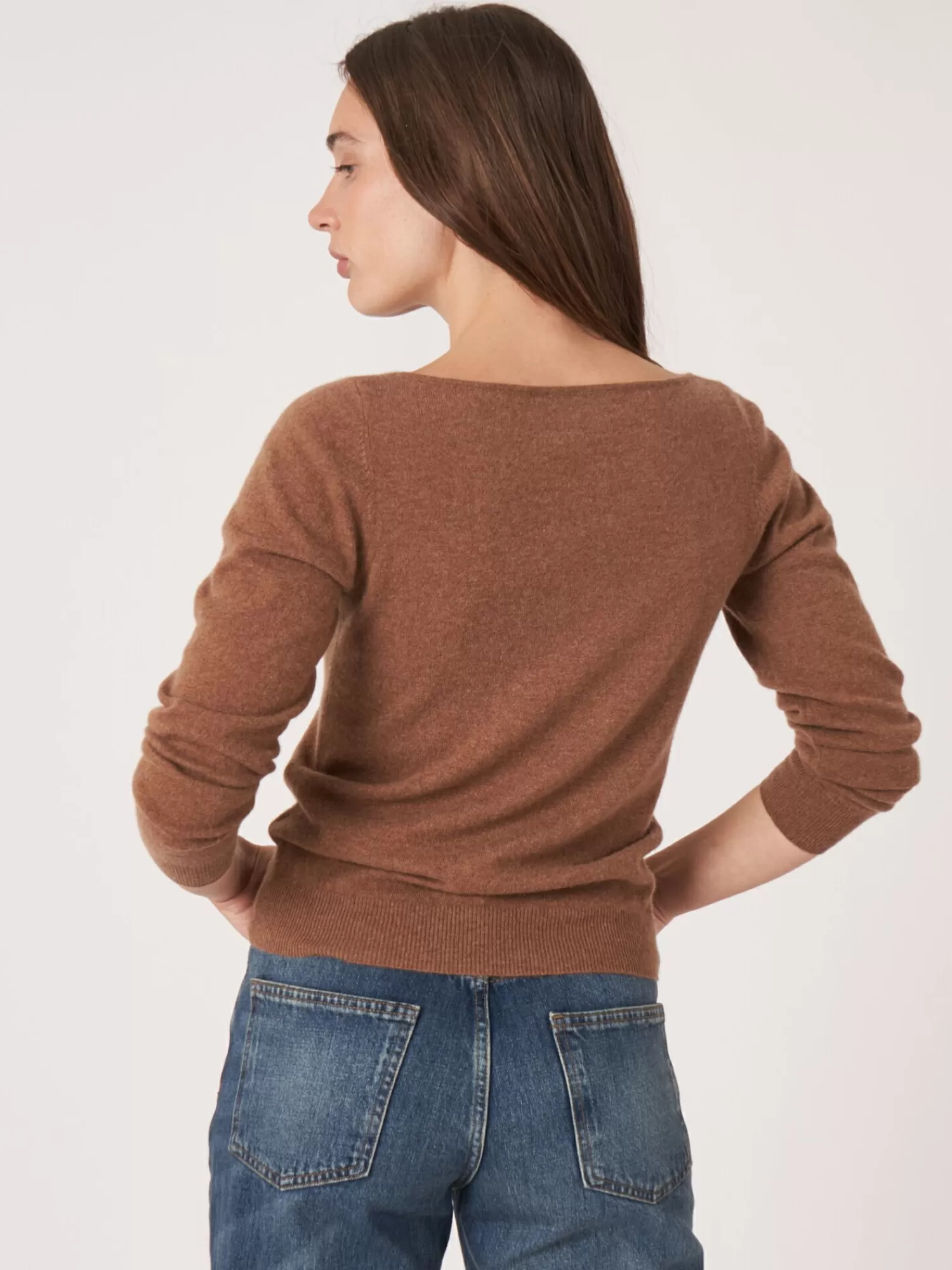 REPEAT cashmere Pullover>Basic Pullover Mit U-Boot-Ausschnitt Aus Bio-Kaschmir Hazel