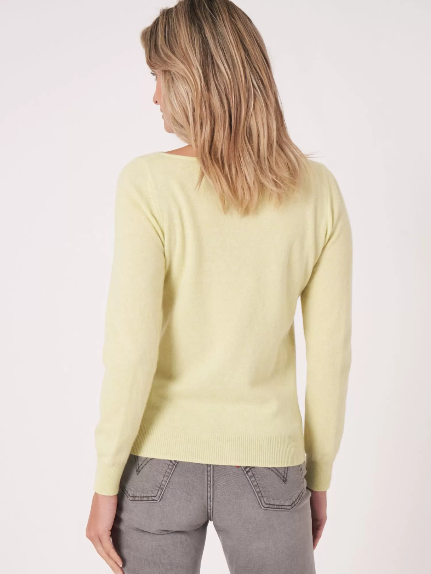 REPEAT cashmere Organisches Kaschmir>Basic Pullover Mit U-Boot-Ausschnitt Aus Bio-Kaschmir Soda