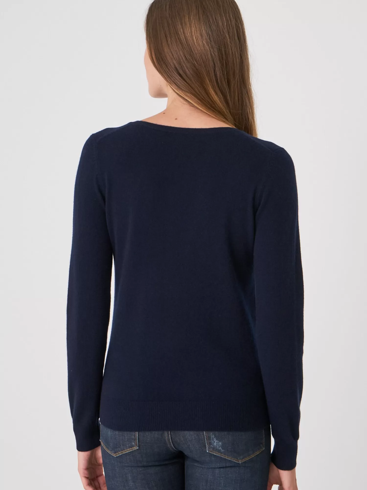 REPEAT cashmere Organisches Kaschmir>Basic Pullover Mit V-Ausschnitt Aus Bio-Kaschmir Navy