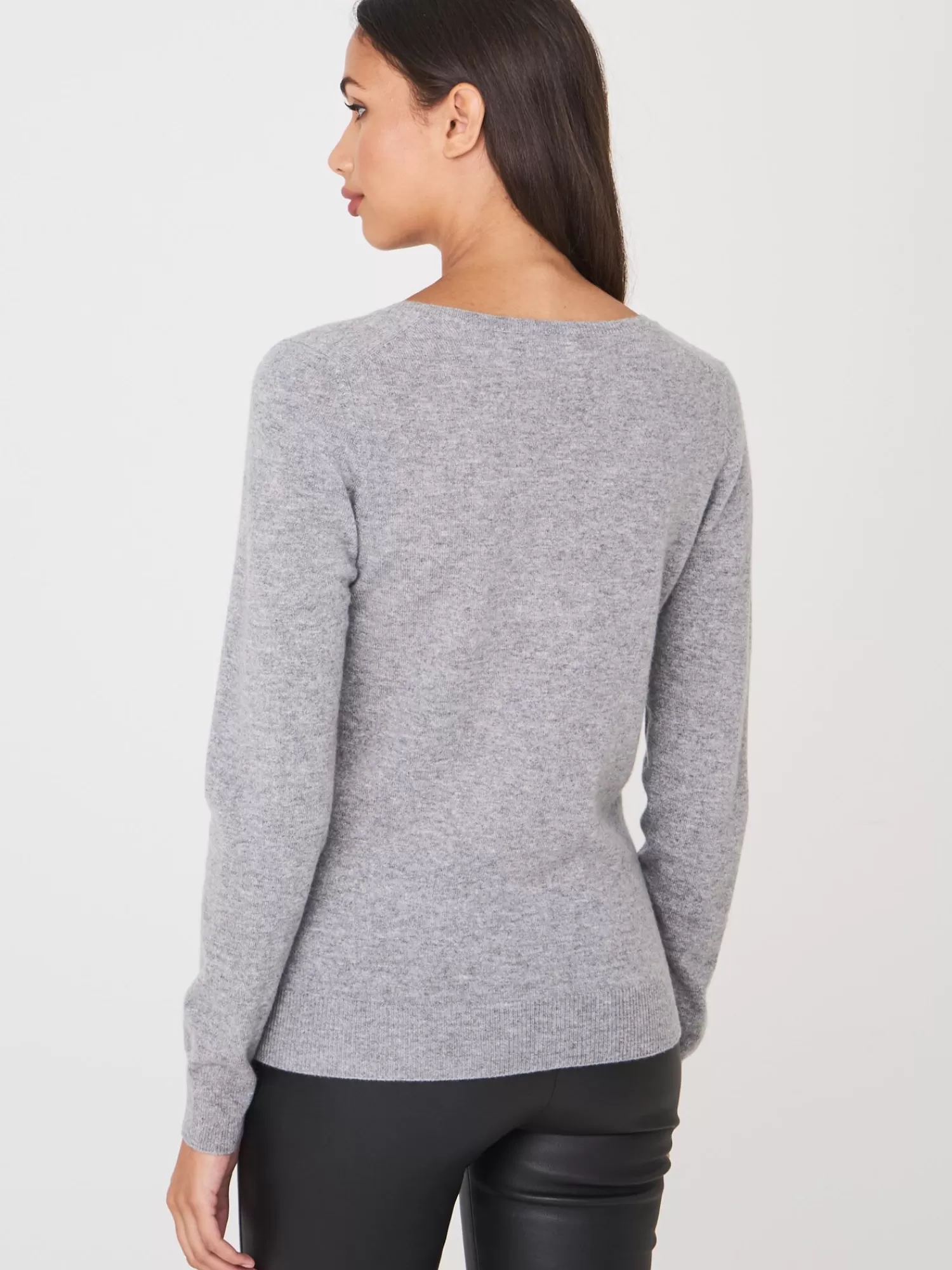 REPEAT cashmere Organisches Kaschmir>Basic Pullover Mit V-Ausschnitt Aus Bio-Kaschmir Light Grey