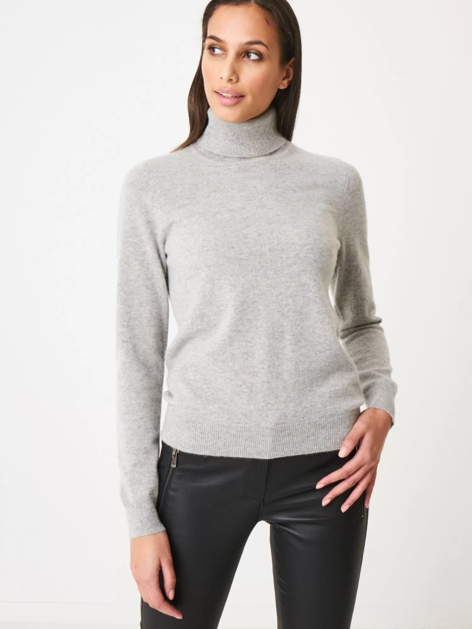 REPEAT cashmere Organisches Kaschmir>Basic Rollkragenpullover Aus Bio-Kaschmir Silver Grey