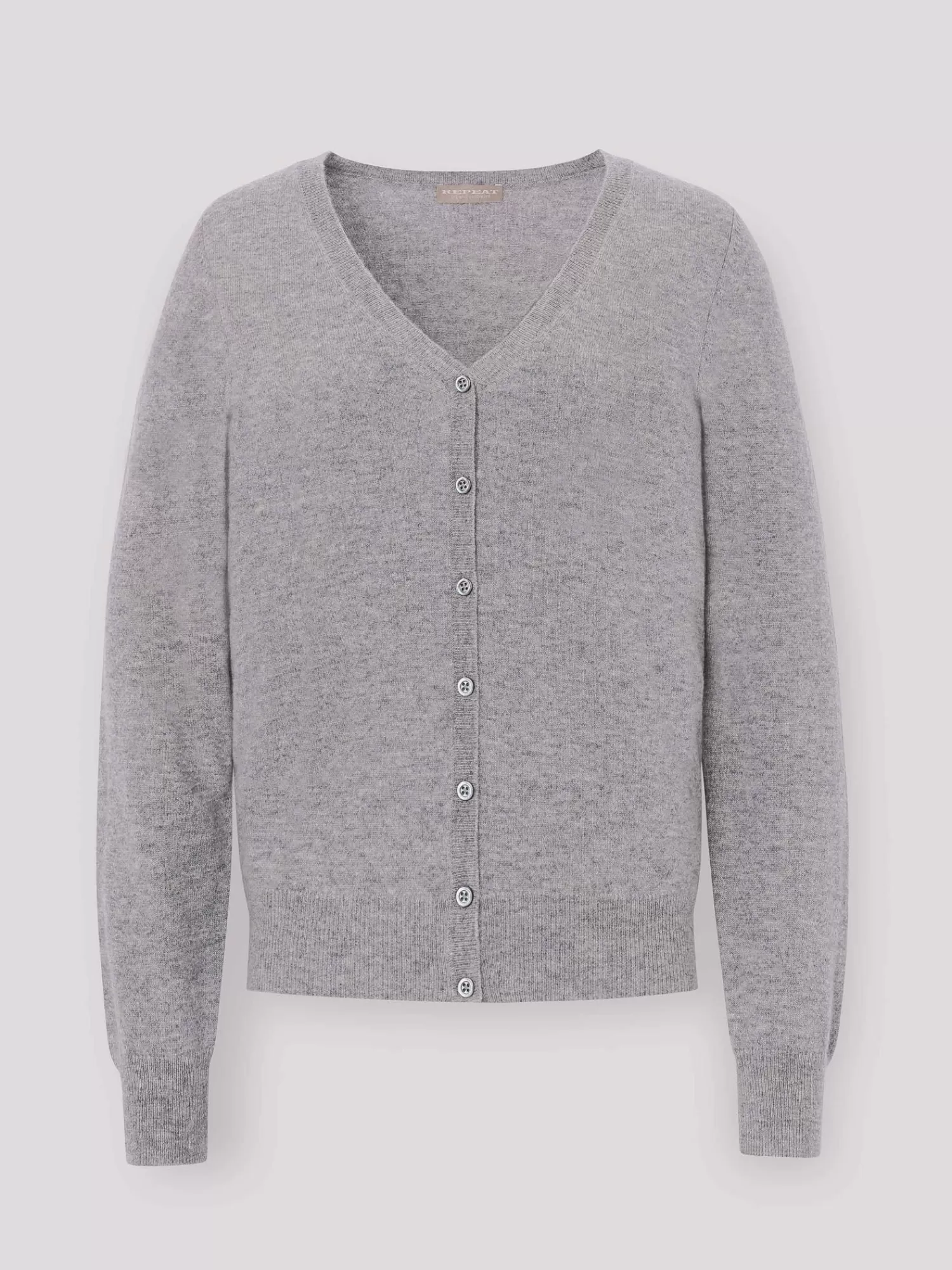 REPEAT cashmere Organisches Kaschmir>Basic Strickjacke Mit V-Ausschnitt Aus Bio-Kaschmir Light Grey