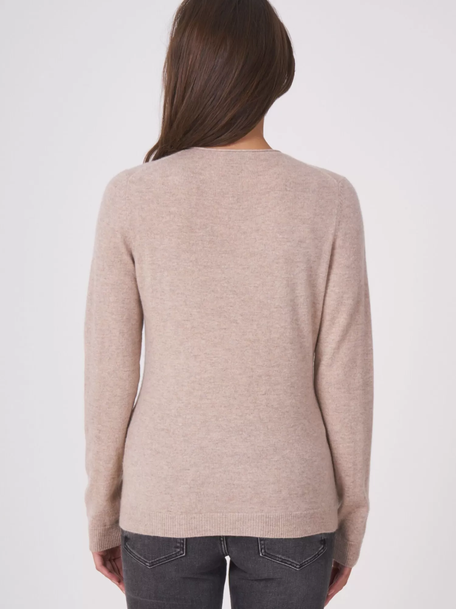 REPEAT cashmere Strickjacken>Basic Strickjacke Mit V-Ausschnitt Und Taschen Sand