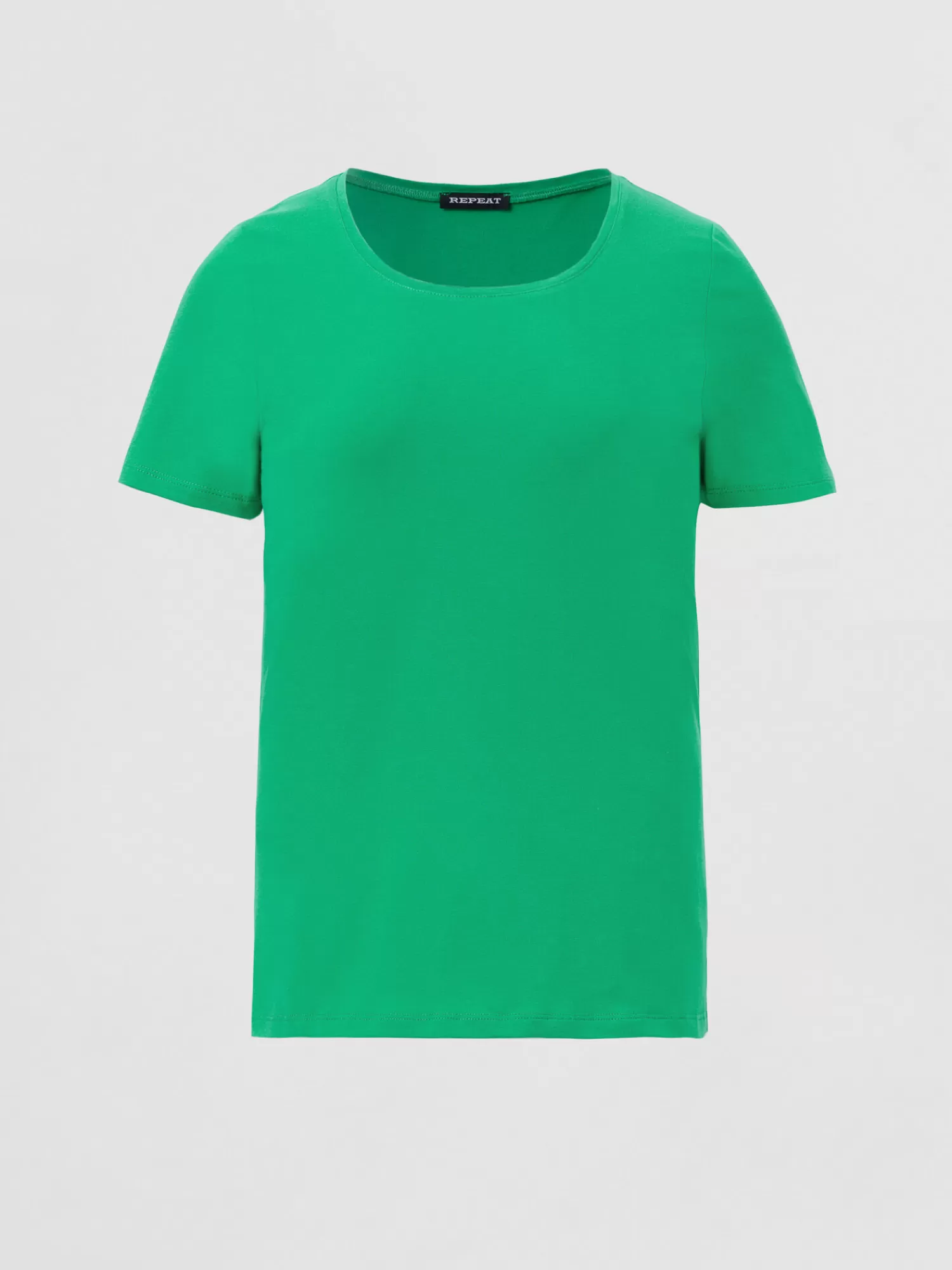 REPEAT cashmere Tops>Basic T-Shirt Mit Rundhalsausschnitt Aus Baumwolle Green