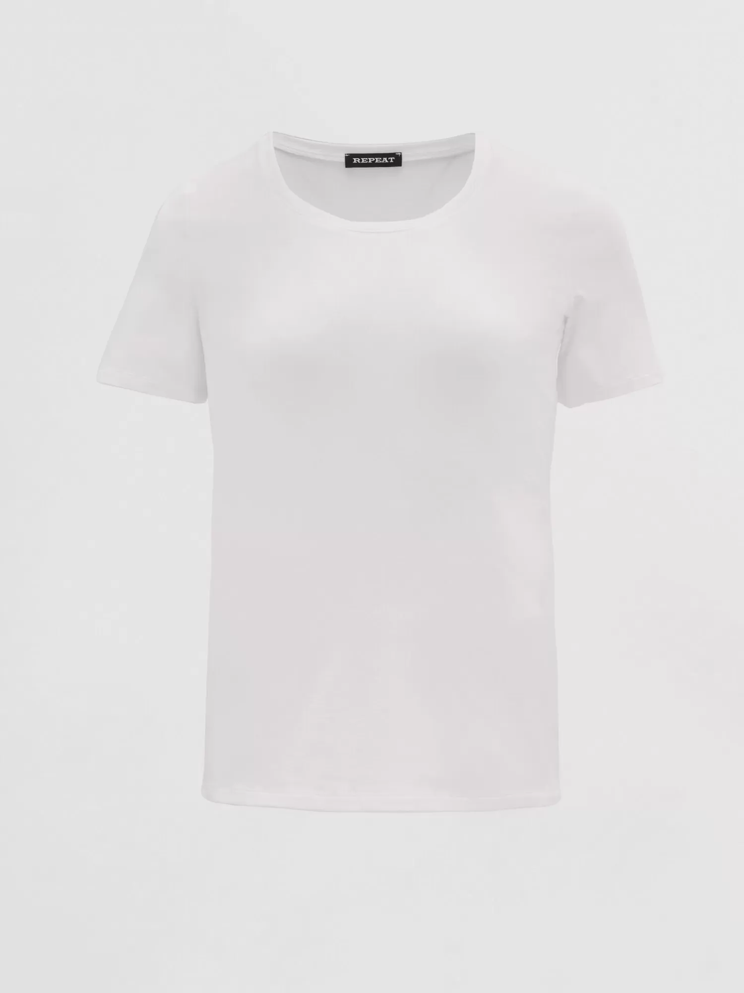 REPEAT cashmere Tops>Basic T-Shirt Mit Rundhalsausschnitt Aus Baumwolle White