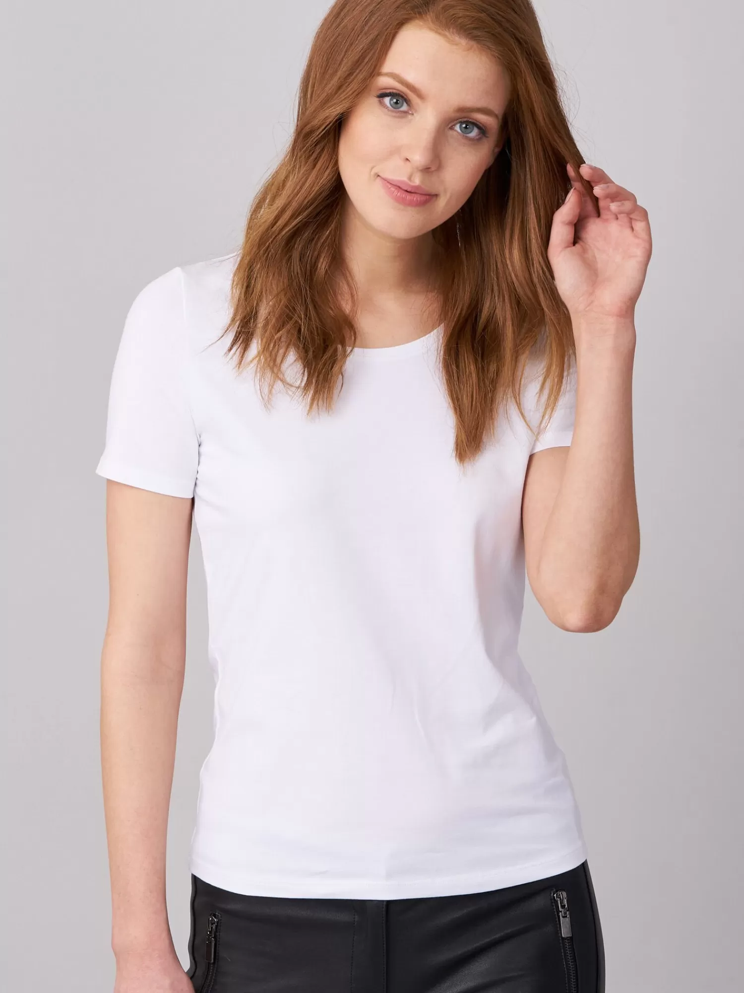 REPEAT cashmere Tops>Basic T-Shirt Mit Rundhalsausschnitt Aus Baumwolle White