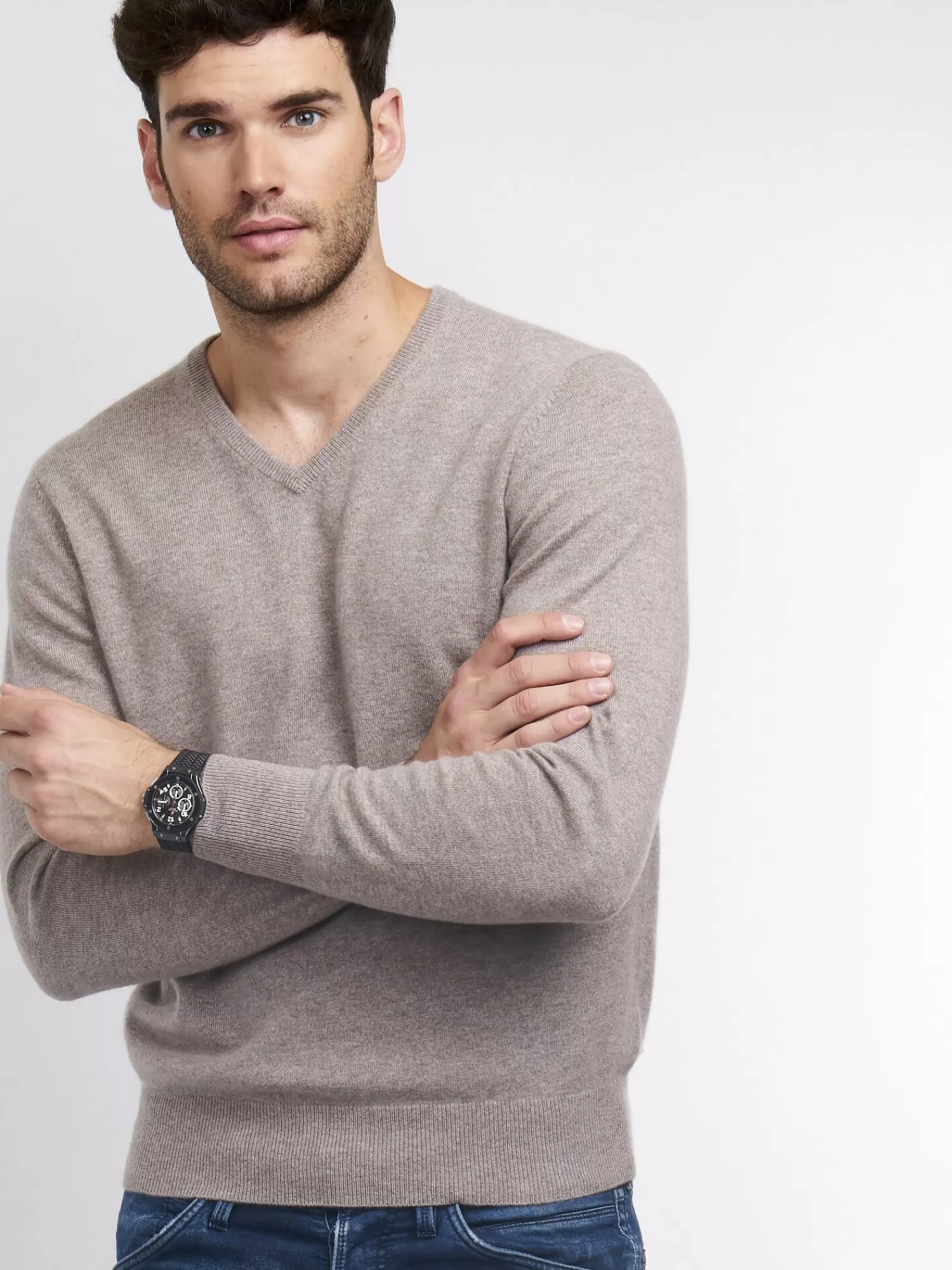 REPEAT cashmere Pullover>Basic V-Pullover Aus Kaschmir Sand