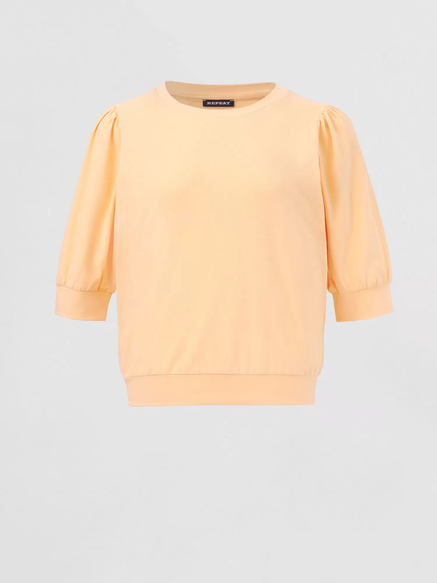 REPEAT cashmere Tops>Baumwoll-Stretch-T-Shirt Mit Kurzen Puffarmeln Glow