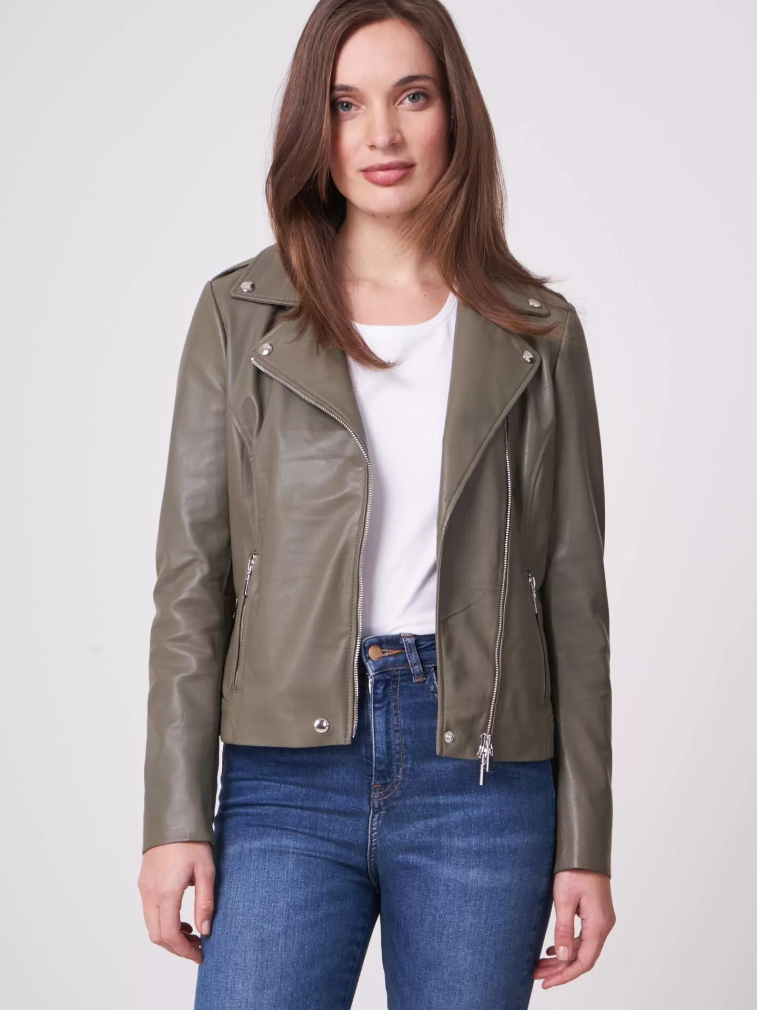 REPEAT cashmere Leder>Bikerjacke Aus Leder Early Dew