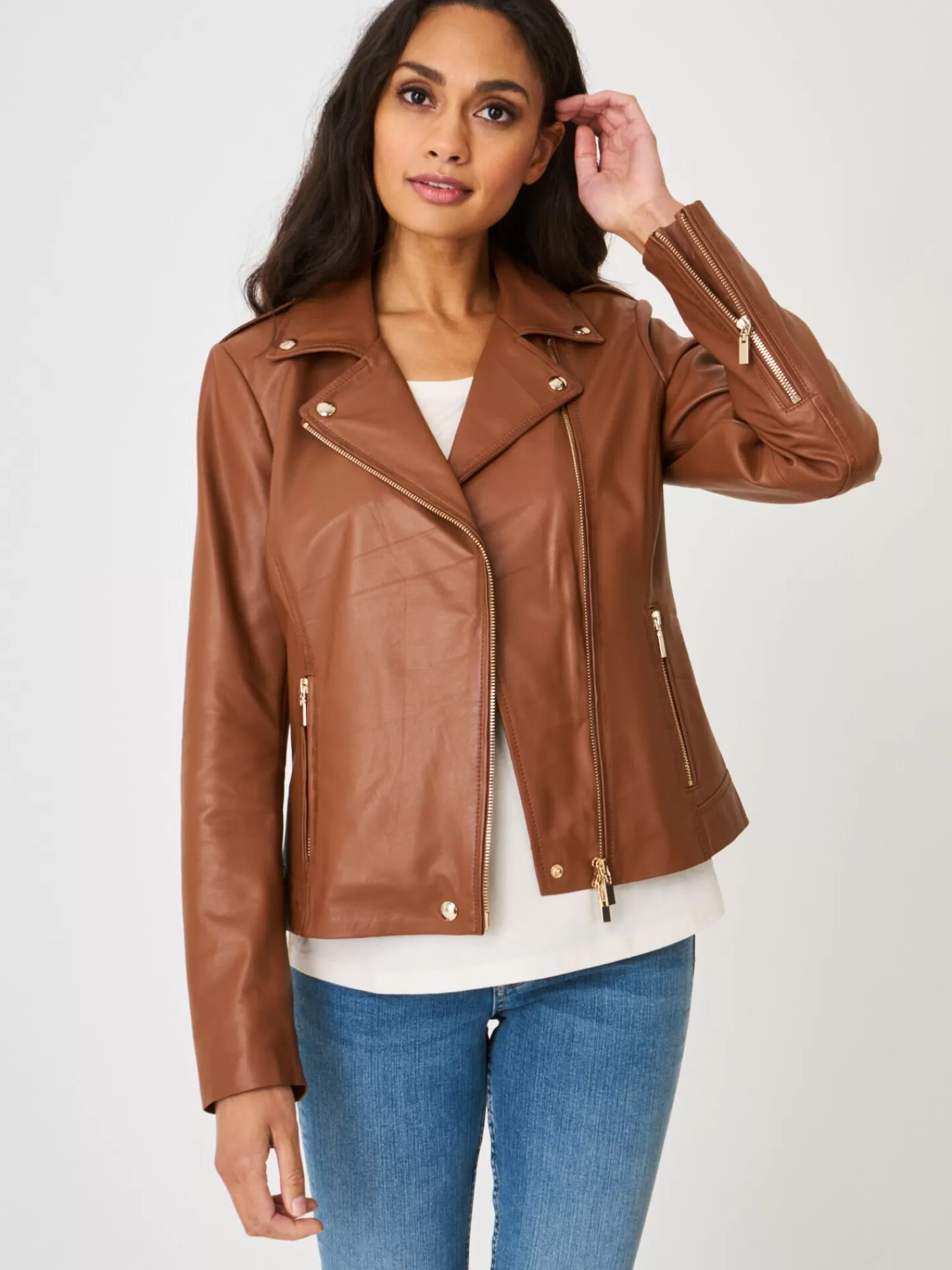 REPEAT cashmere Leder>Bikerjacke Aus Leder Hazel