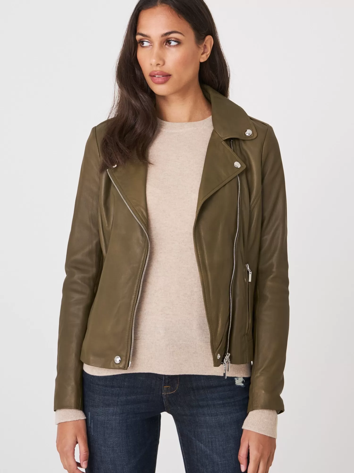 REPEAT cashmere Leder>Bikerjacke Aus Leder Verde