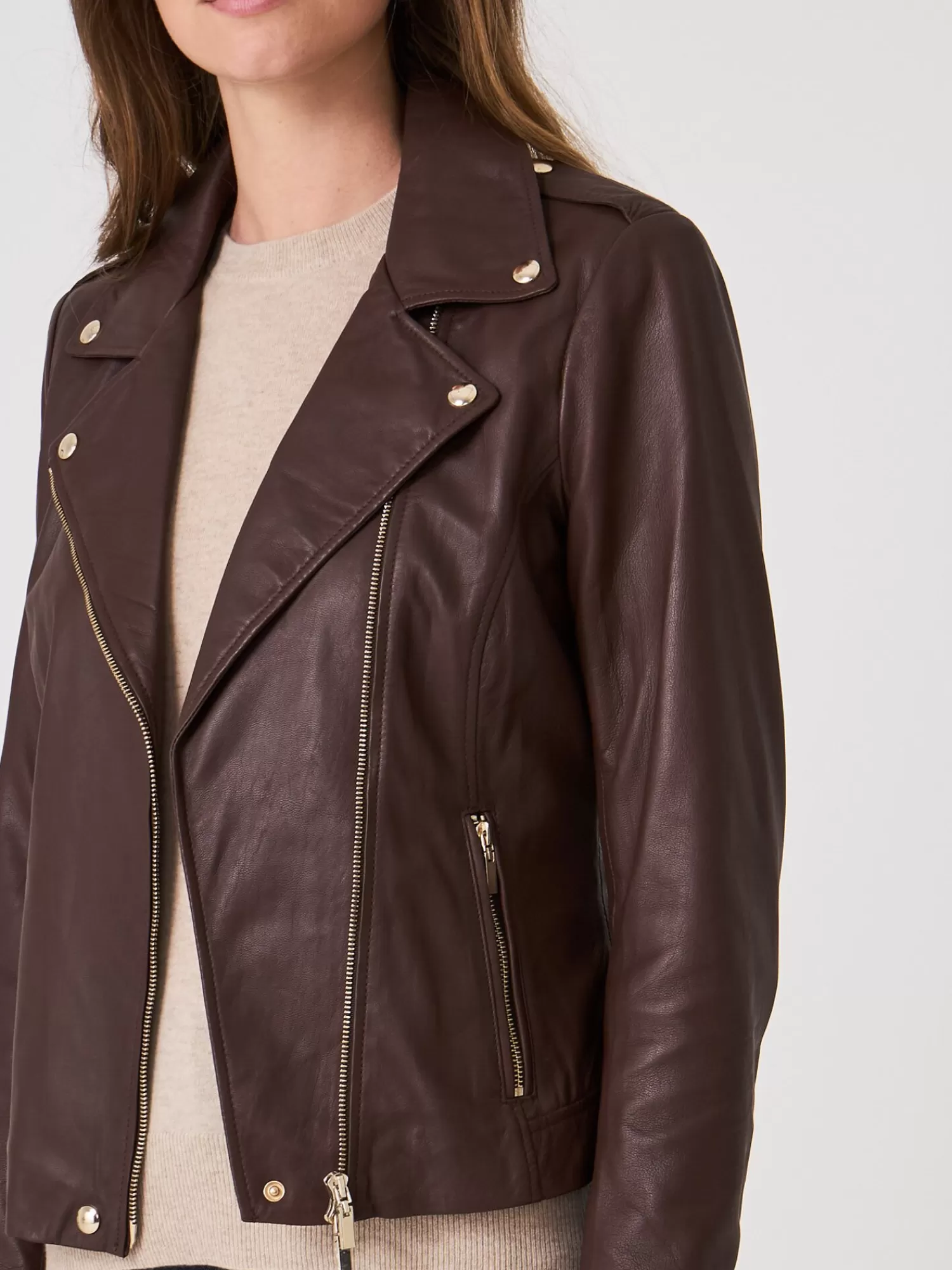 REPEAT cashmere Leder>Bikerjacke Aus Leder Marone