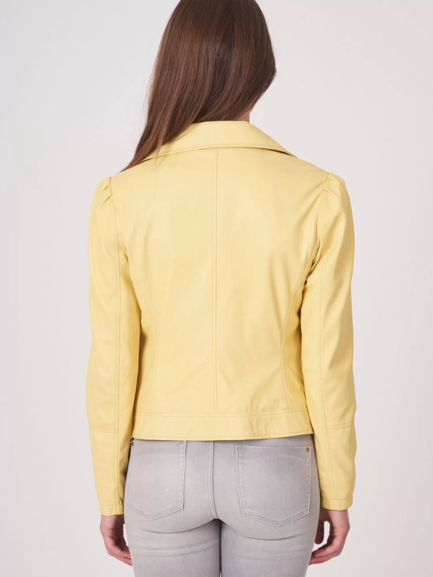 REPEAT cashmere Leder>Biker-Lederjacke Mit Puff-Schultern Lemonade