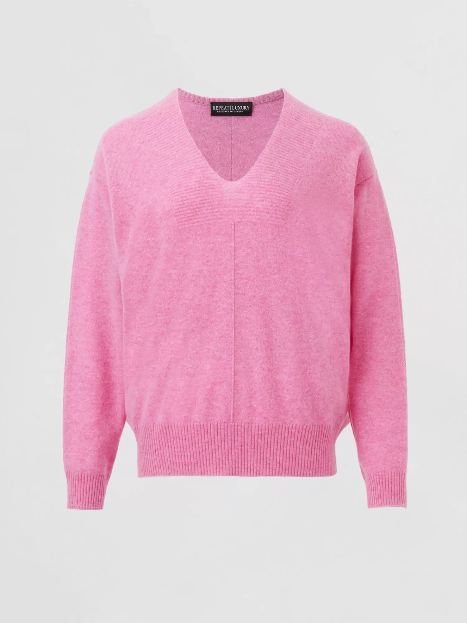 REPEAT cashmere Organisches Kaschmir>Bio-Kaschmir-Pullover Mit Geripptem V-Ausschnitt Blossom