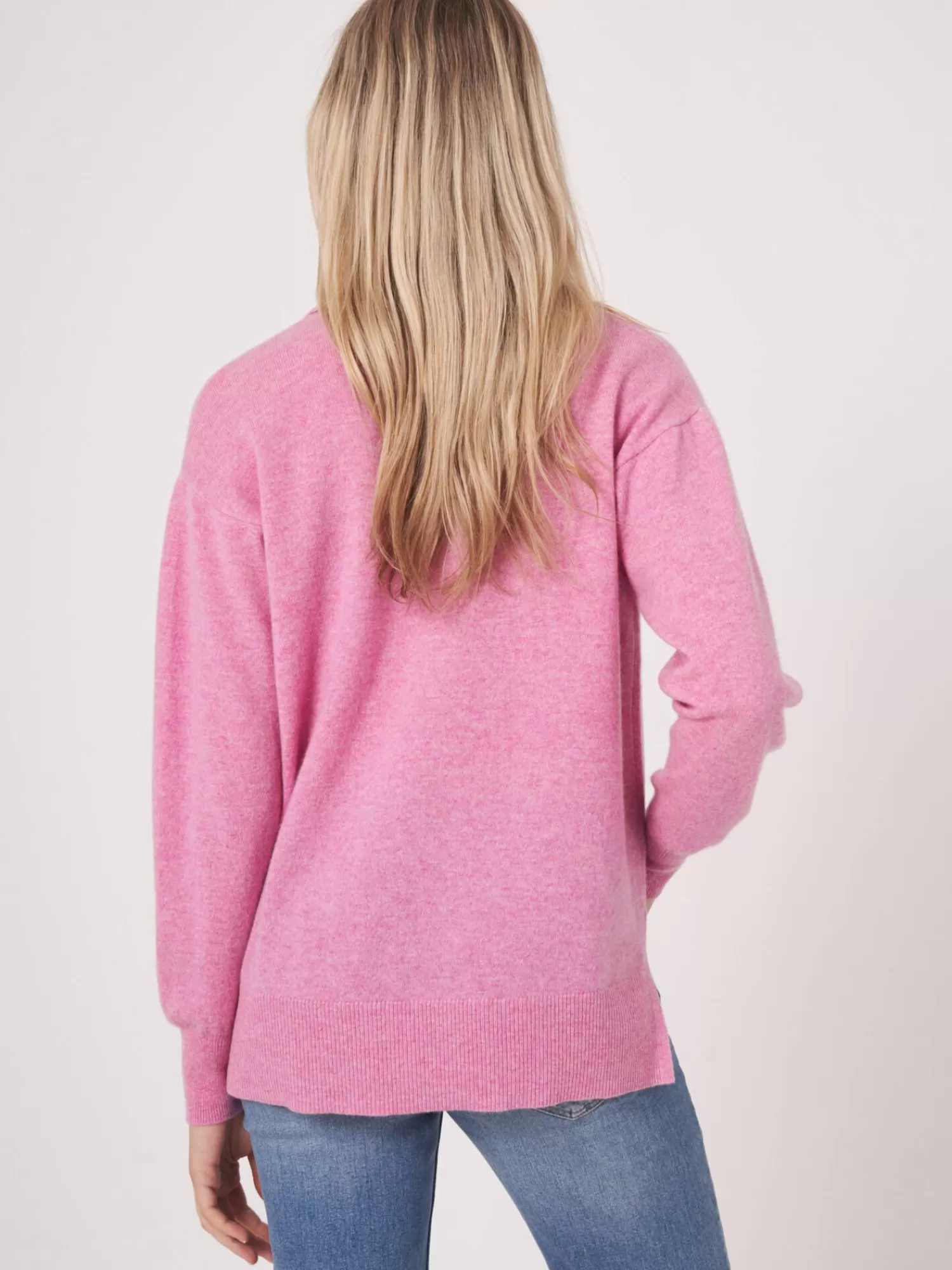 REPEAT cashmere Organisches Kaschmir>Bio-Kaschmir-Pullover Mit Polokragen Und Seitenschlitzen Blossom