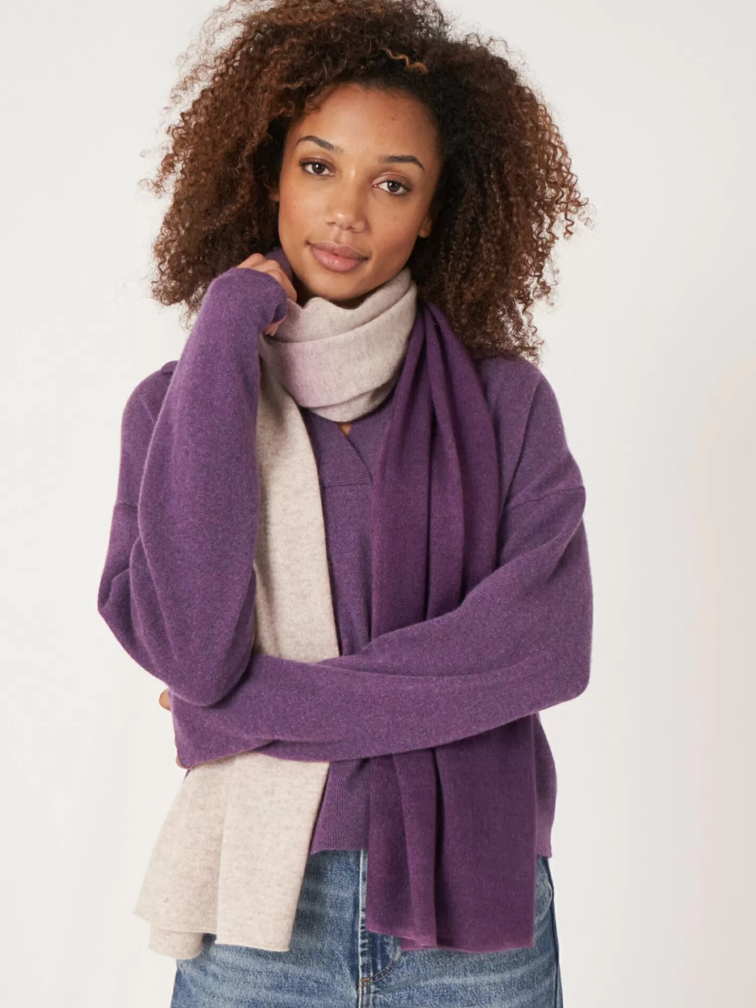 REPEAT cashmere Schals>Bio-Kaschmir-Schal Mit Dip-Dye-Muster Amethyst