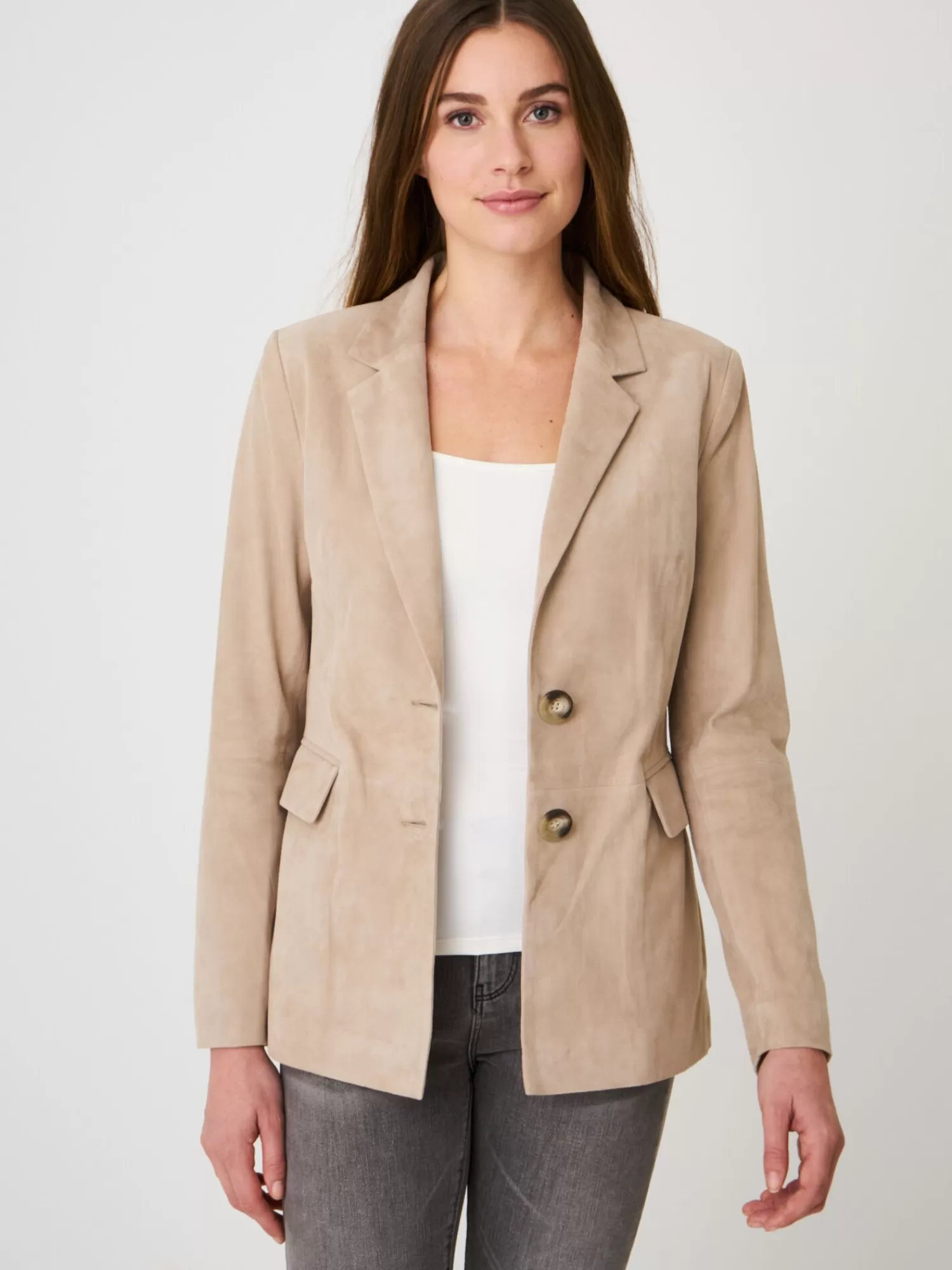 REPEAT cashmere Leder>Blazer Aus Veloursleder Nougat