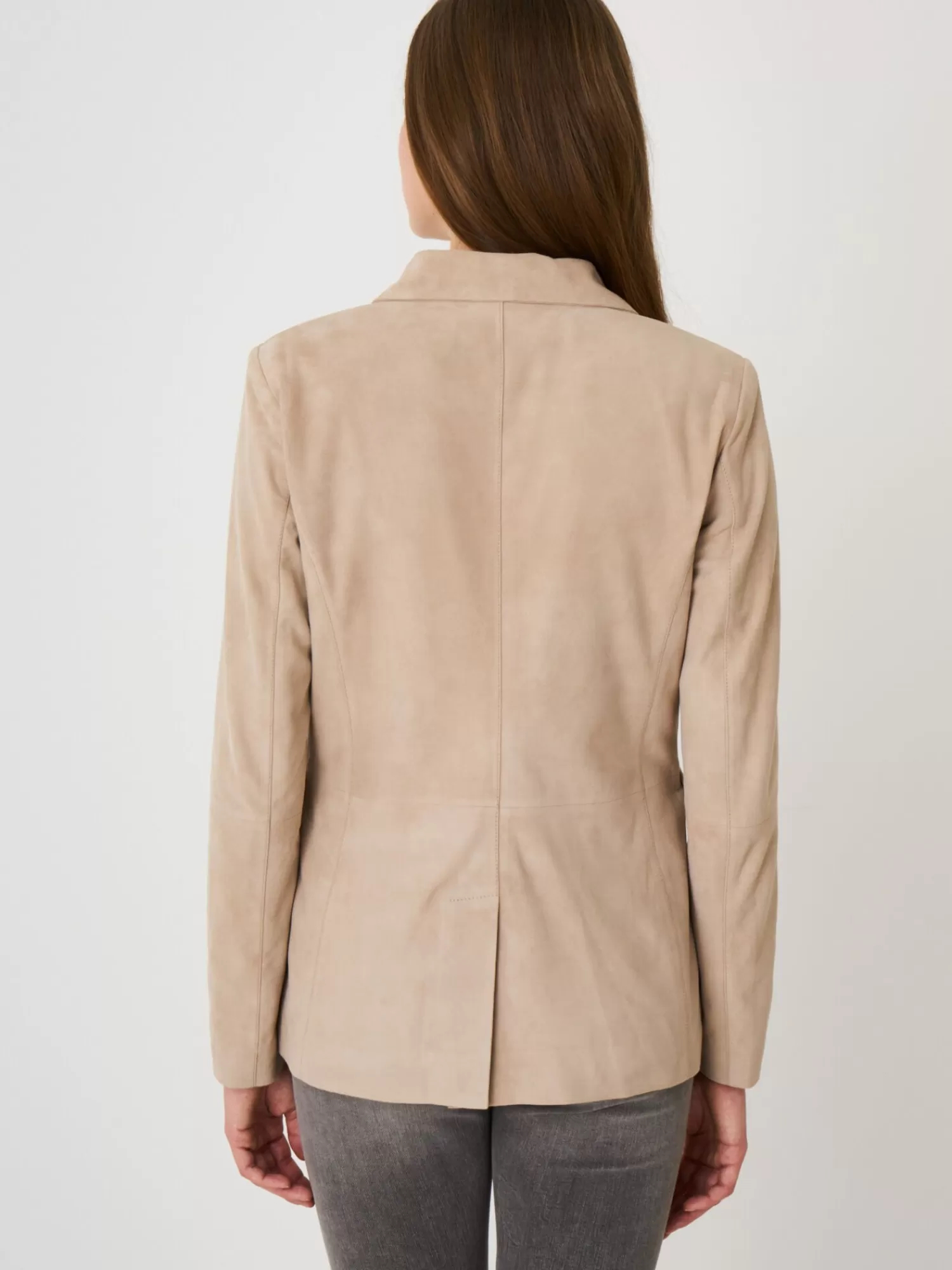 REPEAT cashmere Leder>Blazer Aus Veloursleder Nougat