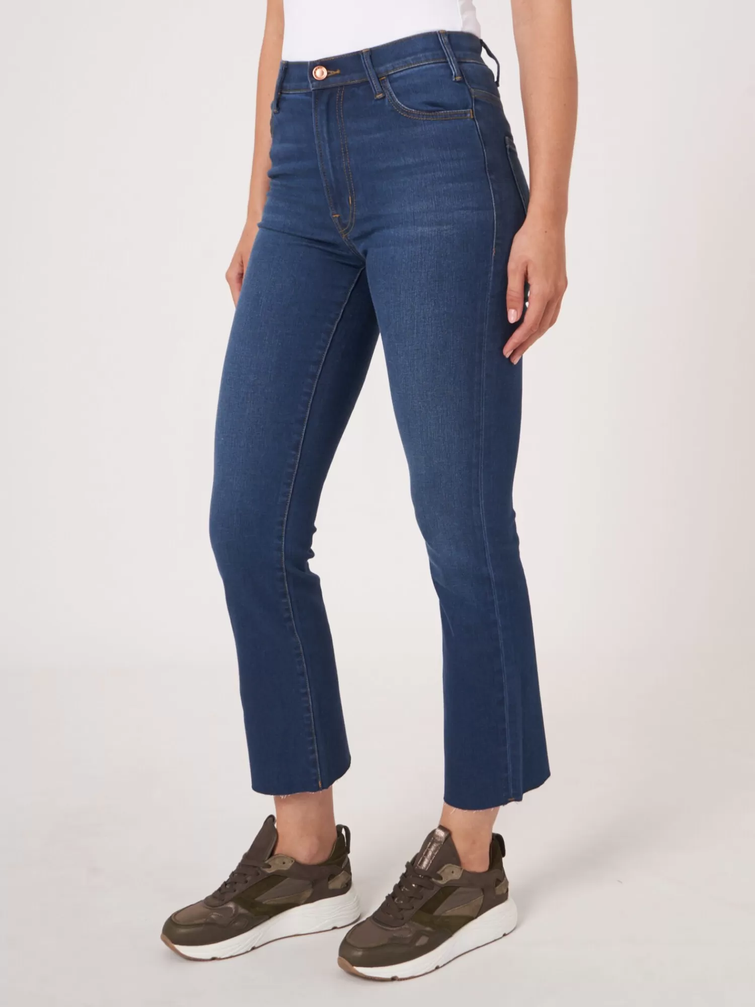 REPEAT cashmere Hosen>Bootcut Jeans Mit Fransen Am Saum Denim