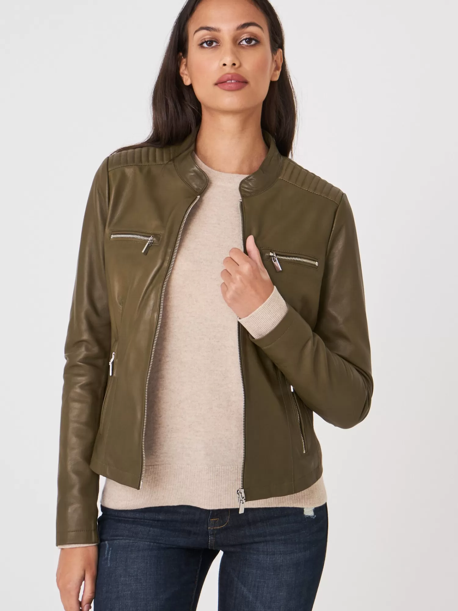 REPEAT cashmere Leder>Damen Lederjacke Verde