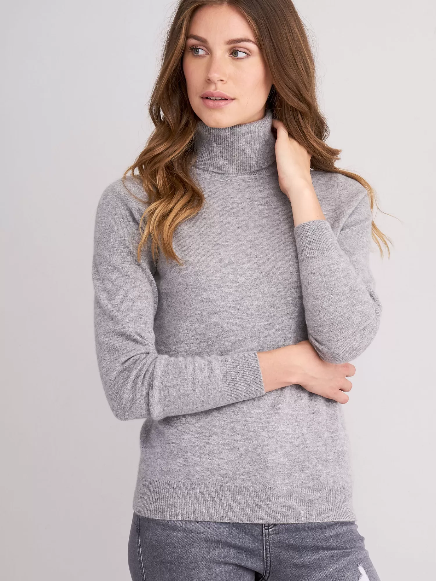 REPEAT cashmere Pullover>Damenpullover Aus Kaschmir Mit Rollkragen Light Grey