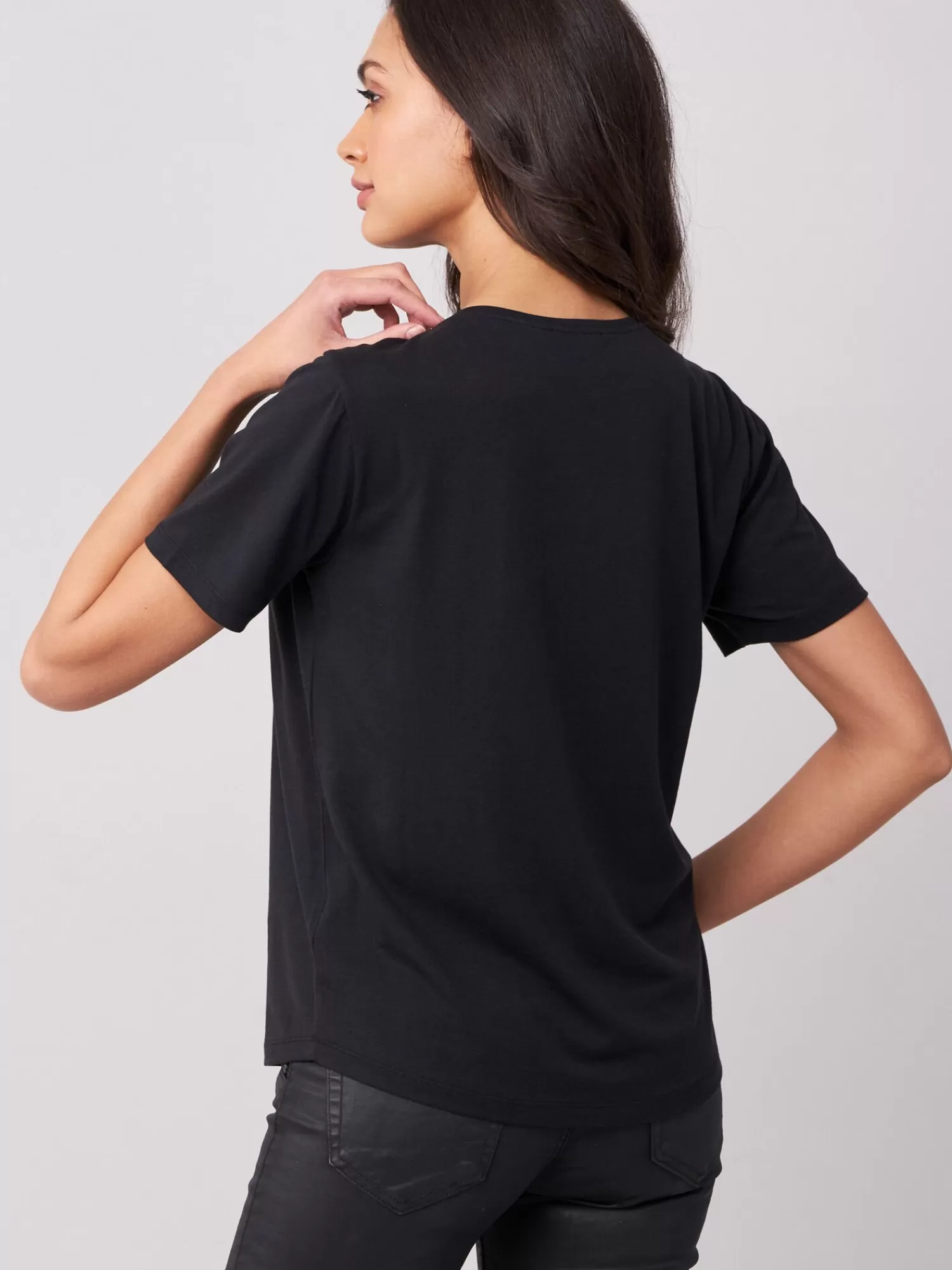 REPEAT cashmere Tops>Damen-T-Shirt Basic Black