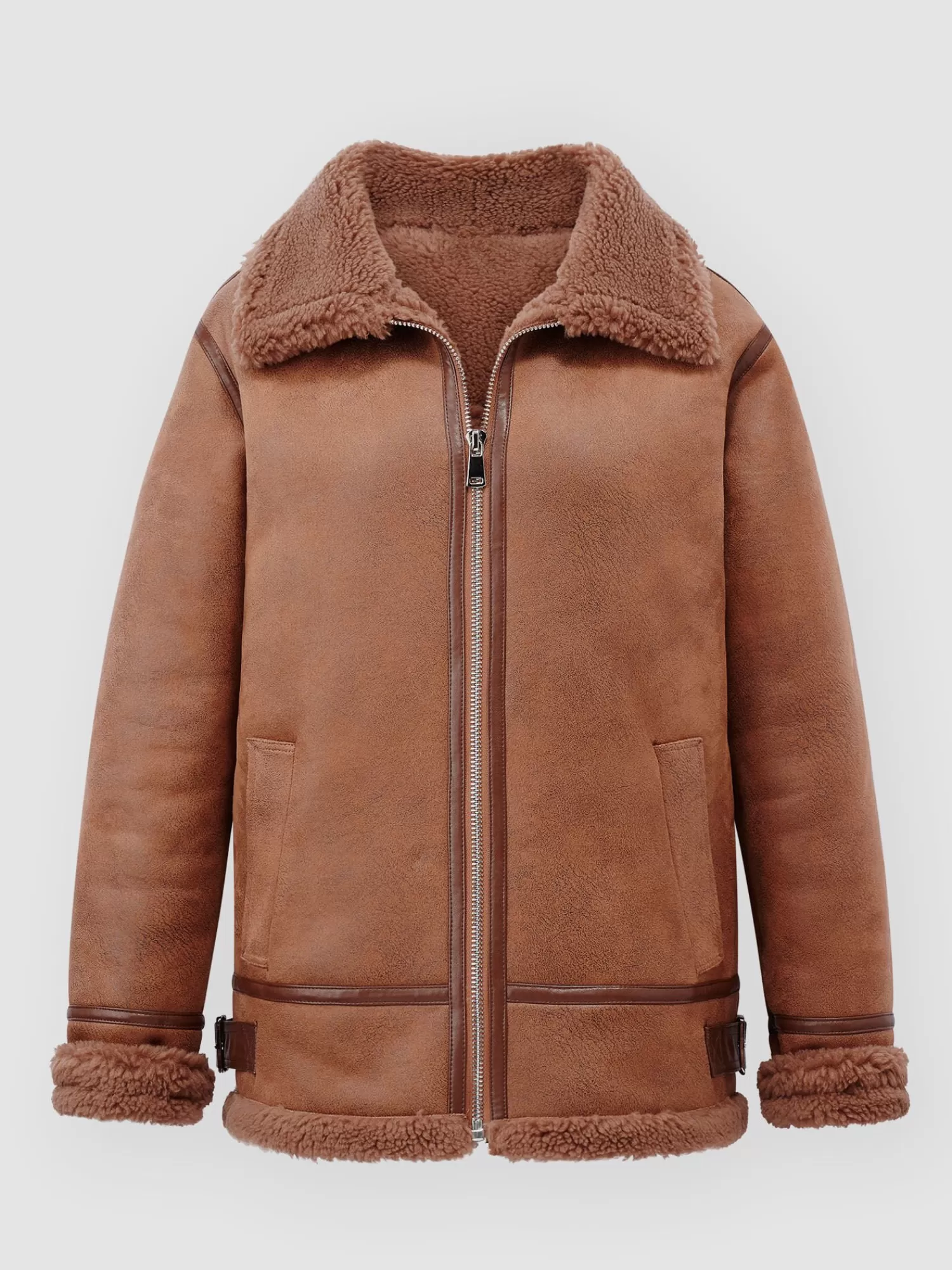 REPEAT cashmere Mäntel>Faux Shearling Bikerjacke Camel