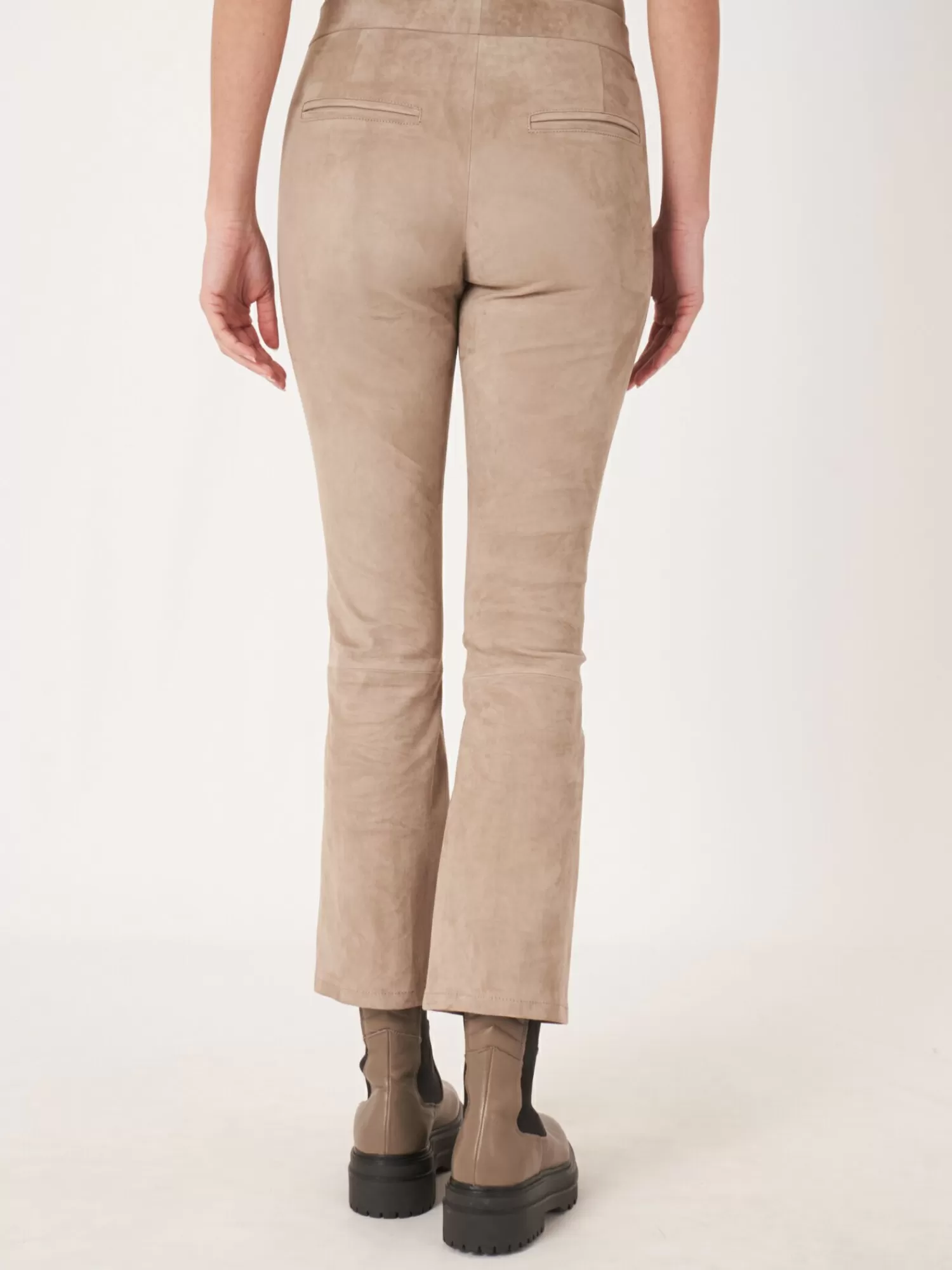 REPEAT cashmere Hosen>Gekurzte Bootcut-Hose Aus Wildleder Taupe