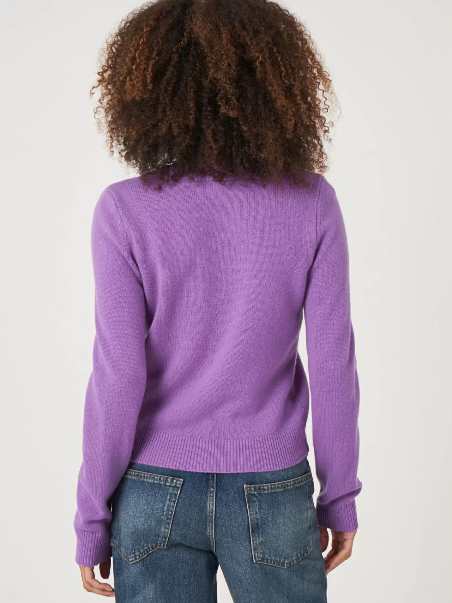 REPEAT cashmere Pullover>Gekurzter Bio-Kaschmir-Pullover Mit V-Ausschnitt Lilac