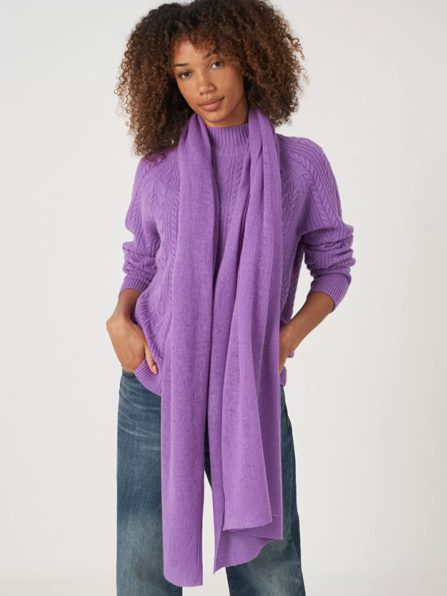 REPEAT cashmere Schals>Groser Locker Gestrickter Schal Aus Bio-Kaschmir Lilac